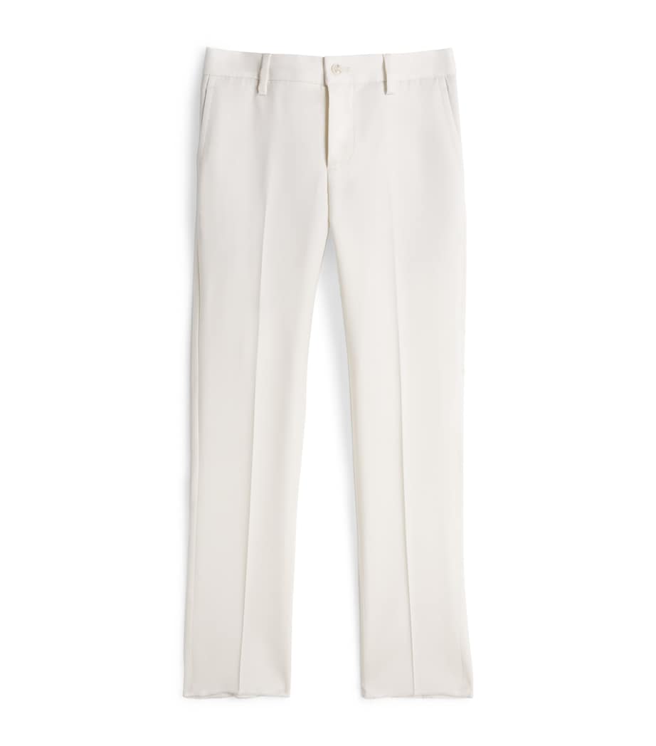 Stefano Ricci Kids Wool-Silk Chino Trousers (6-16 Years) C. White Image 1
