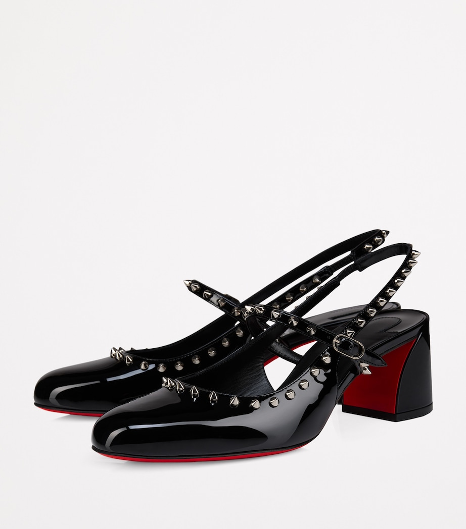 Jani Spikes Patent Leather Slingback Pumps 55 B439 Image 2