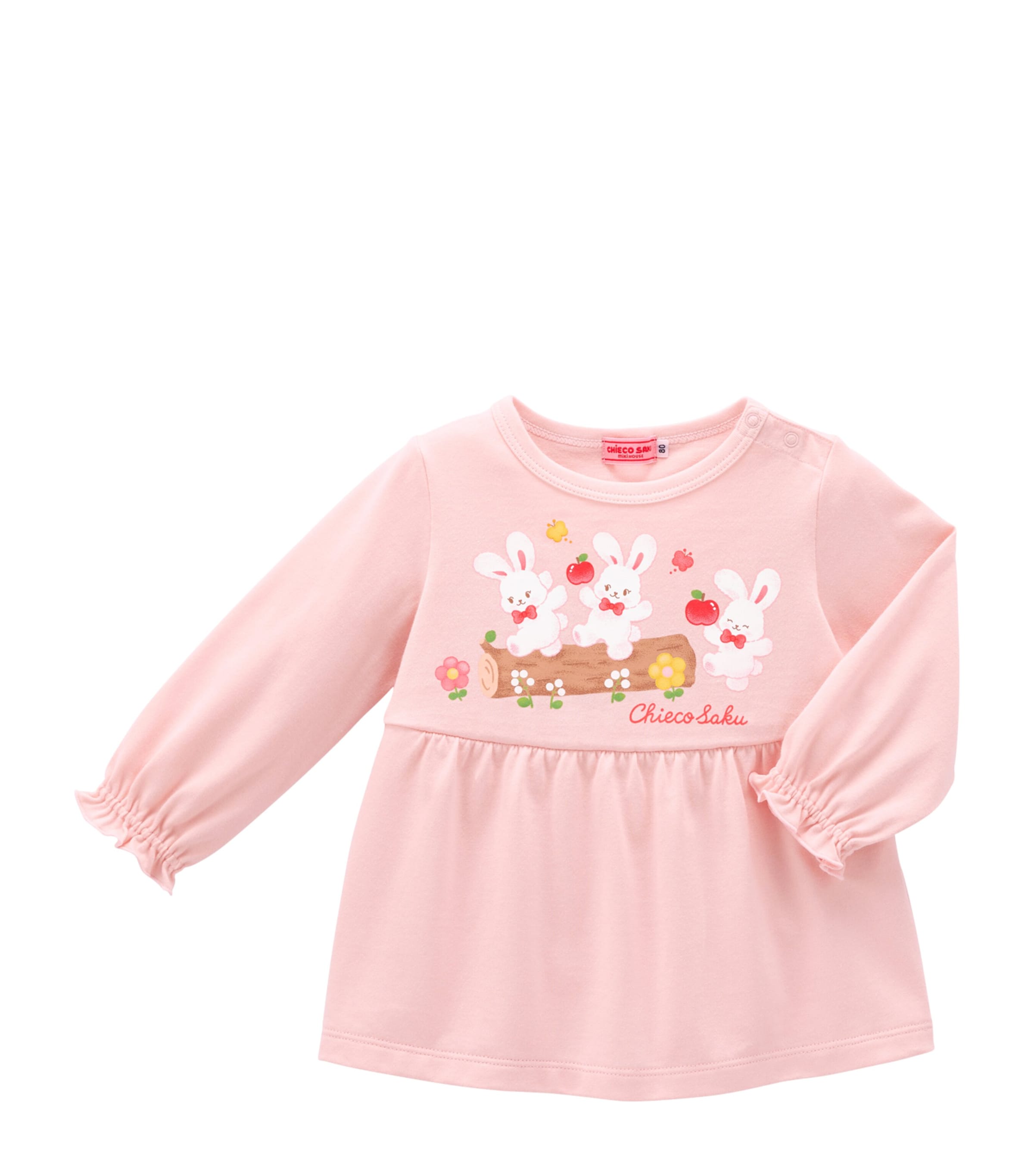 Miki House Cotton Printed Top In Pink