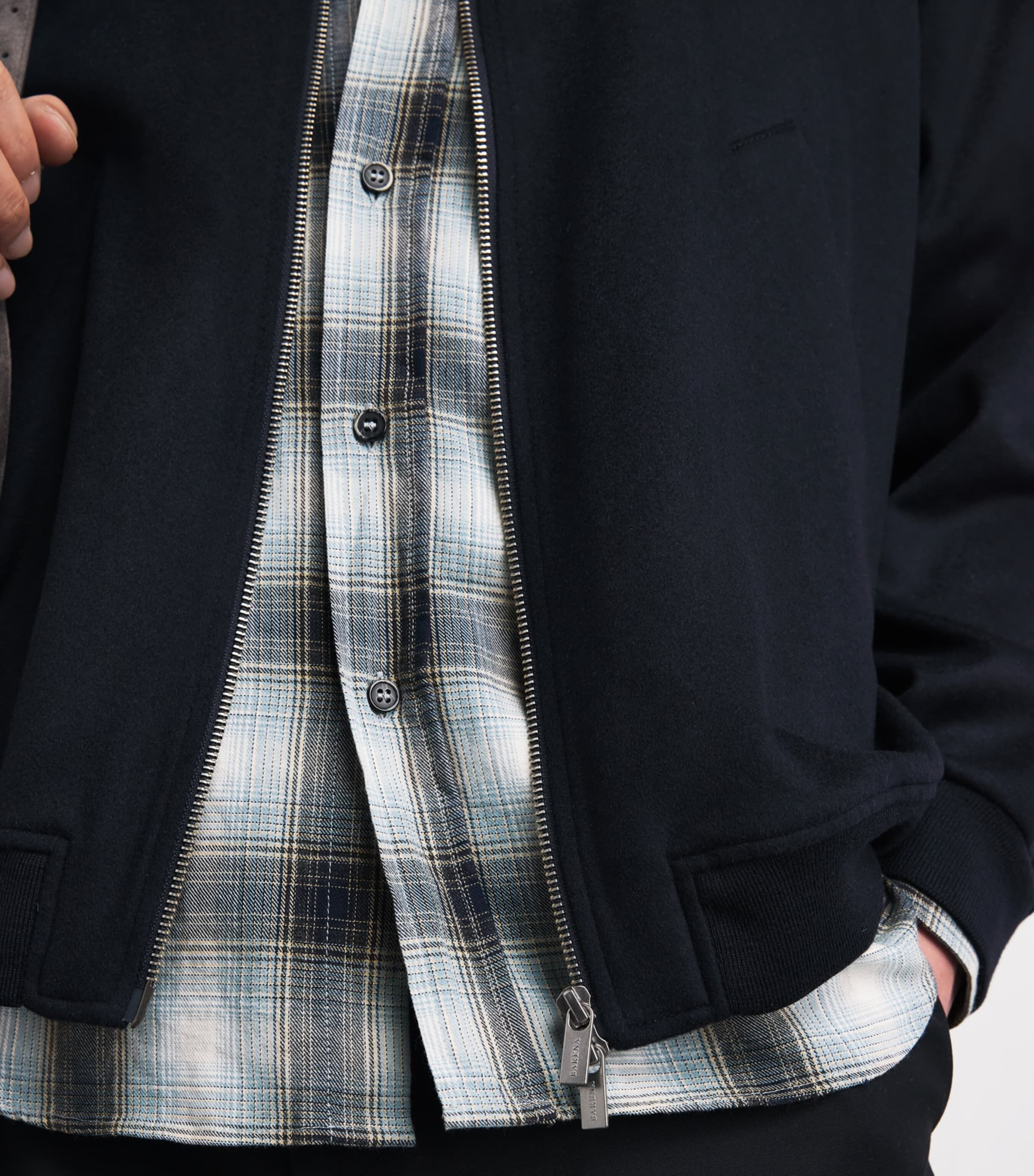 Barena Mens Cotton Check Shirt Navy Image 3