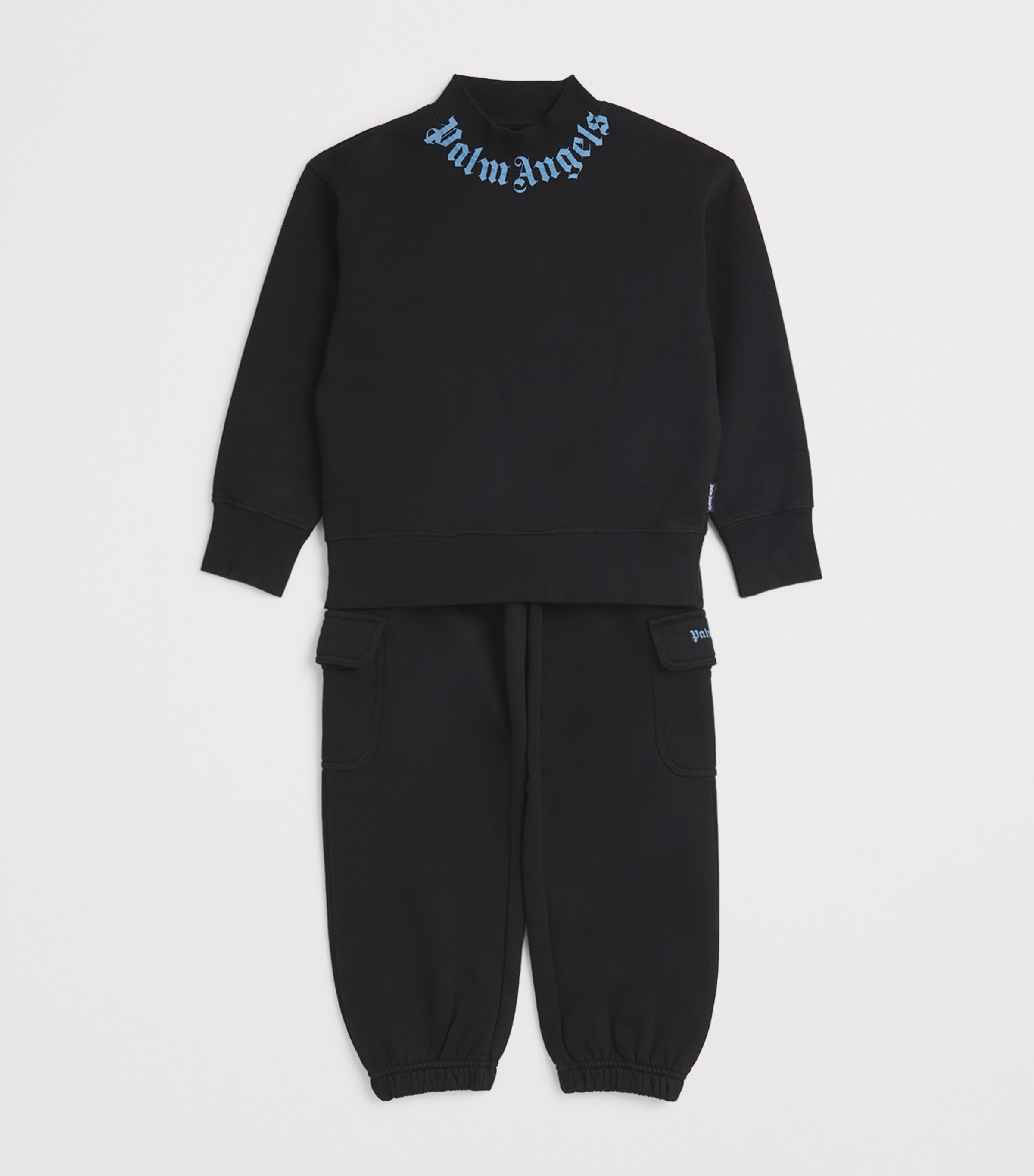 Palm Angels Kids Cotton Logo Neck Sweatshirt (4-12 Years) Light Blue Image 3