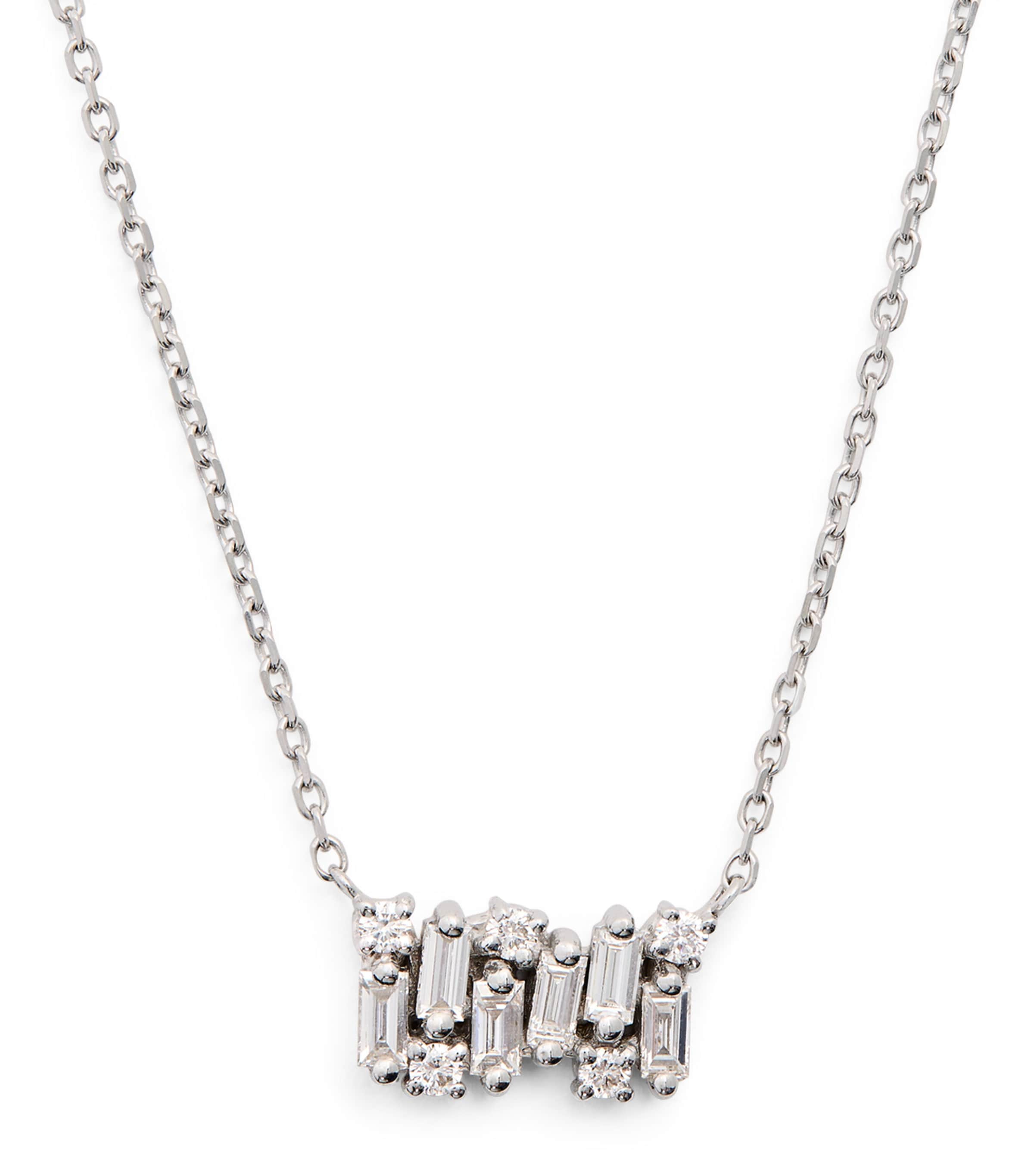 Suzanne Kalan White Gold And Diamond Shimmer Necklace In Metallic