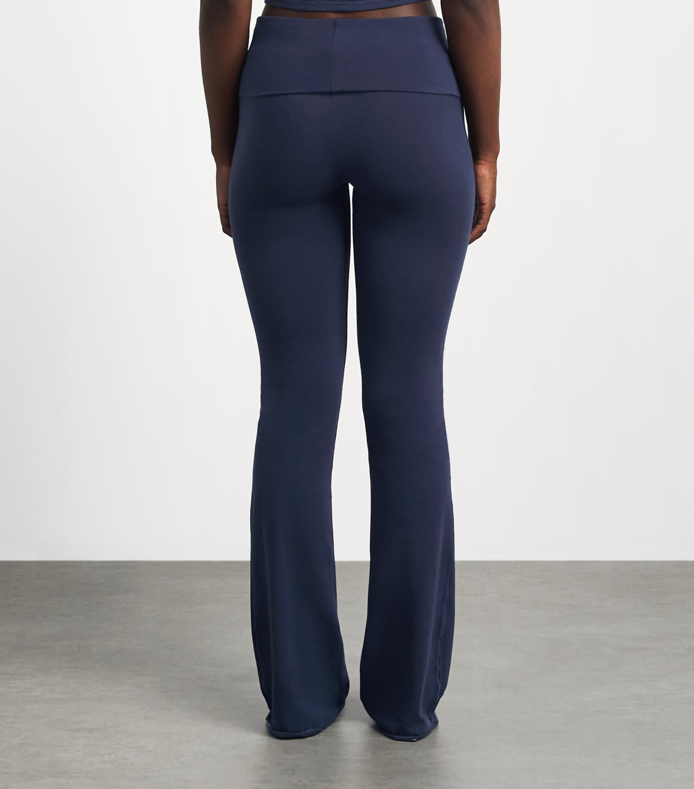 Skims Womens Cotton Jersey Foldover Trousers Navy Image 5