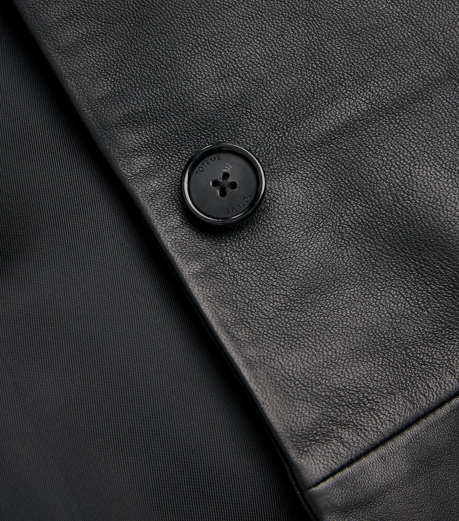 Collarless Leather Jacket 001 BLACK Image 5