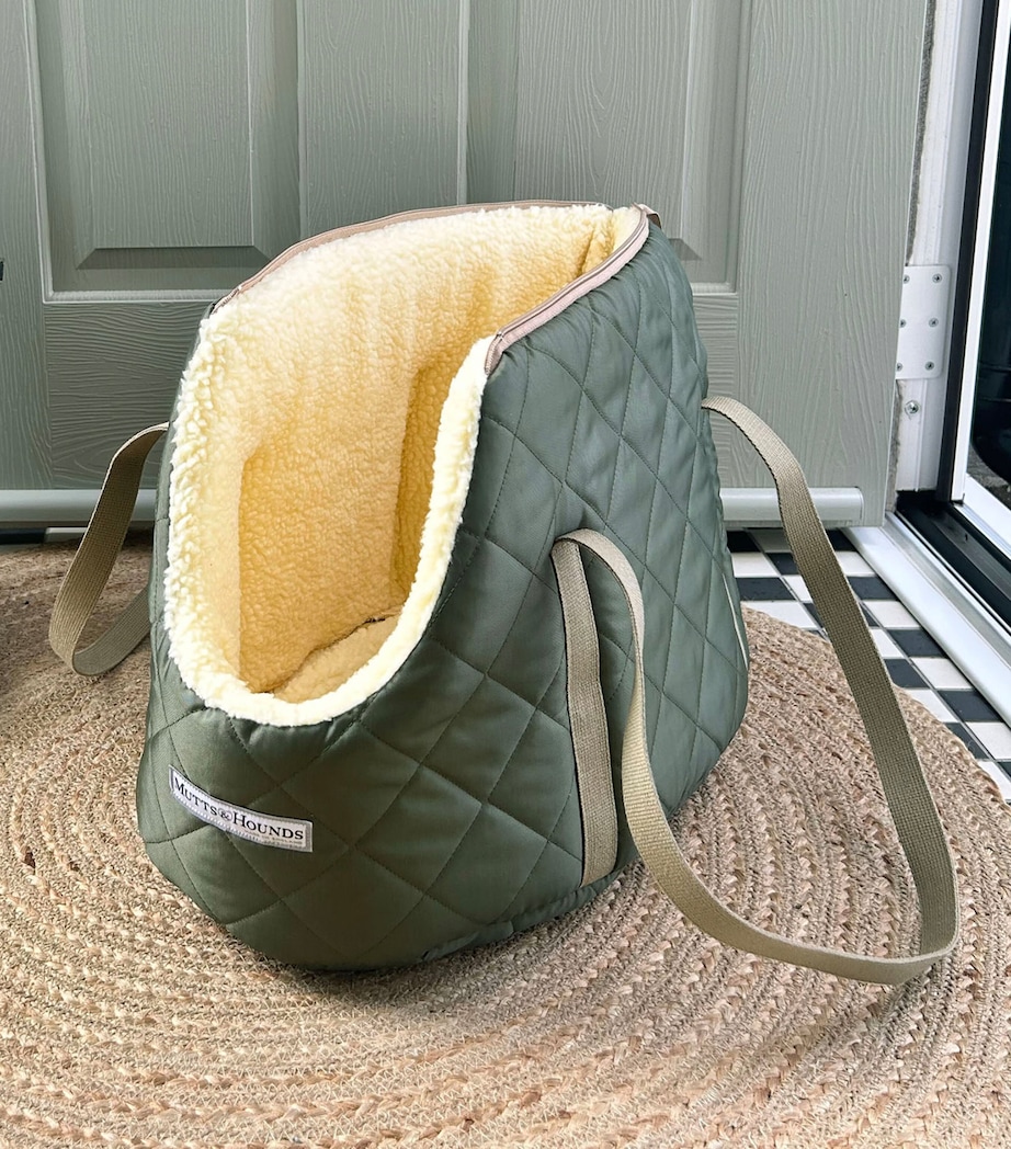 Mutts And Hounds Tweed Dog Carrier (Small) Sage Green Image 3