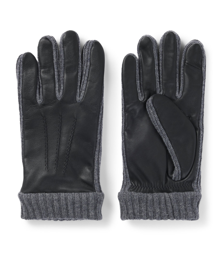 Leather Wool-Trim Gloves 1 Image 1