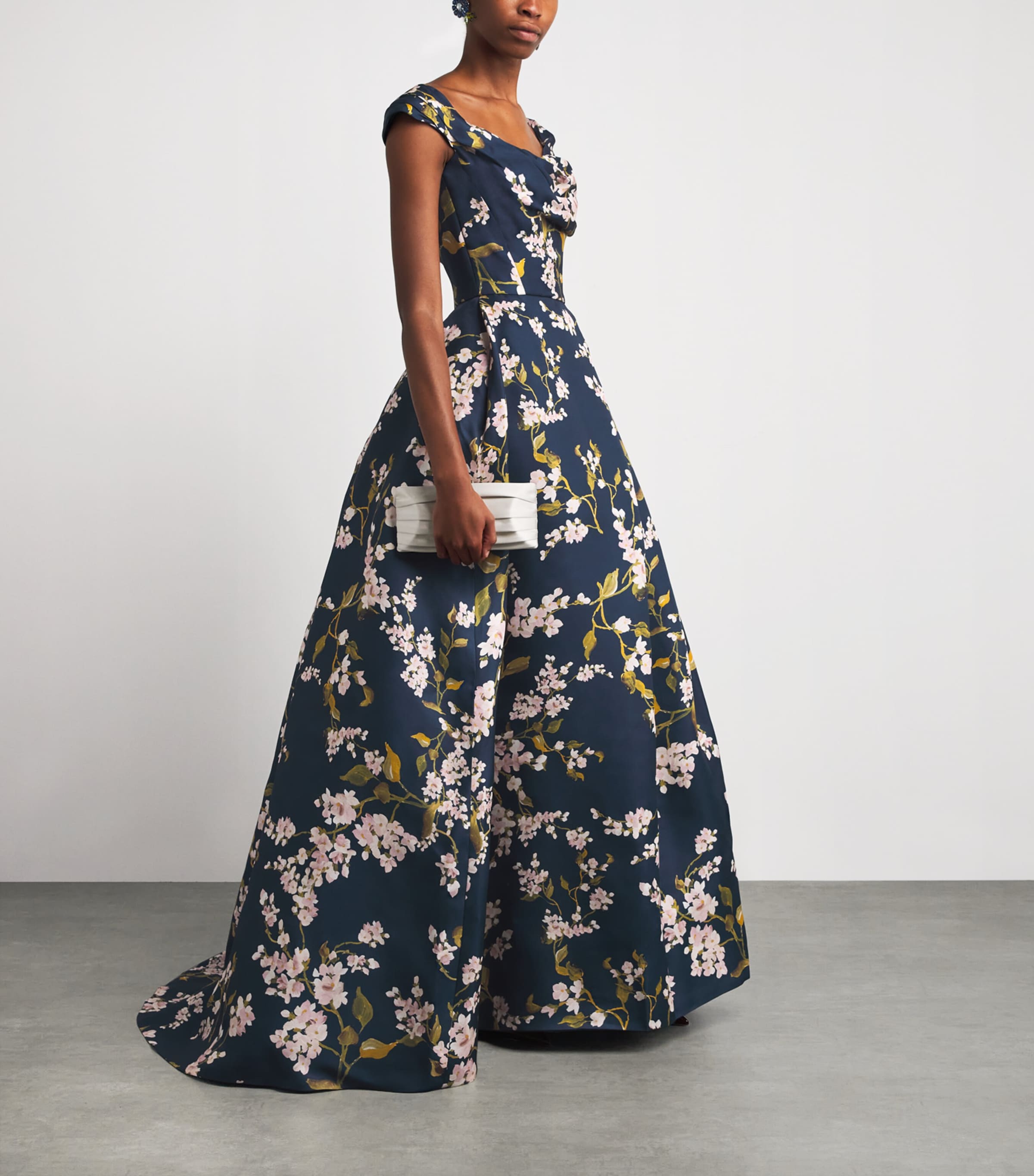 Gazar Floral Off-The-Shoulder Gown OCEAN MULTI Image 2