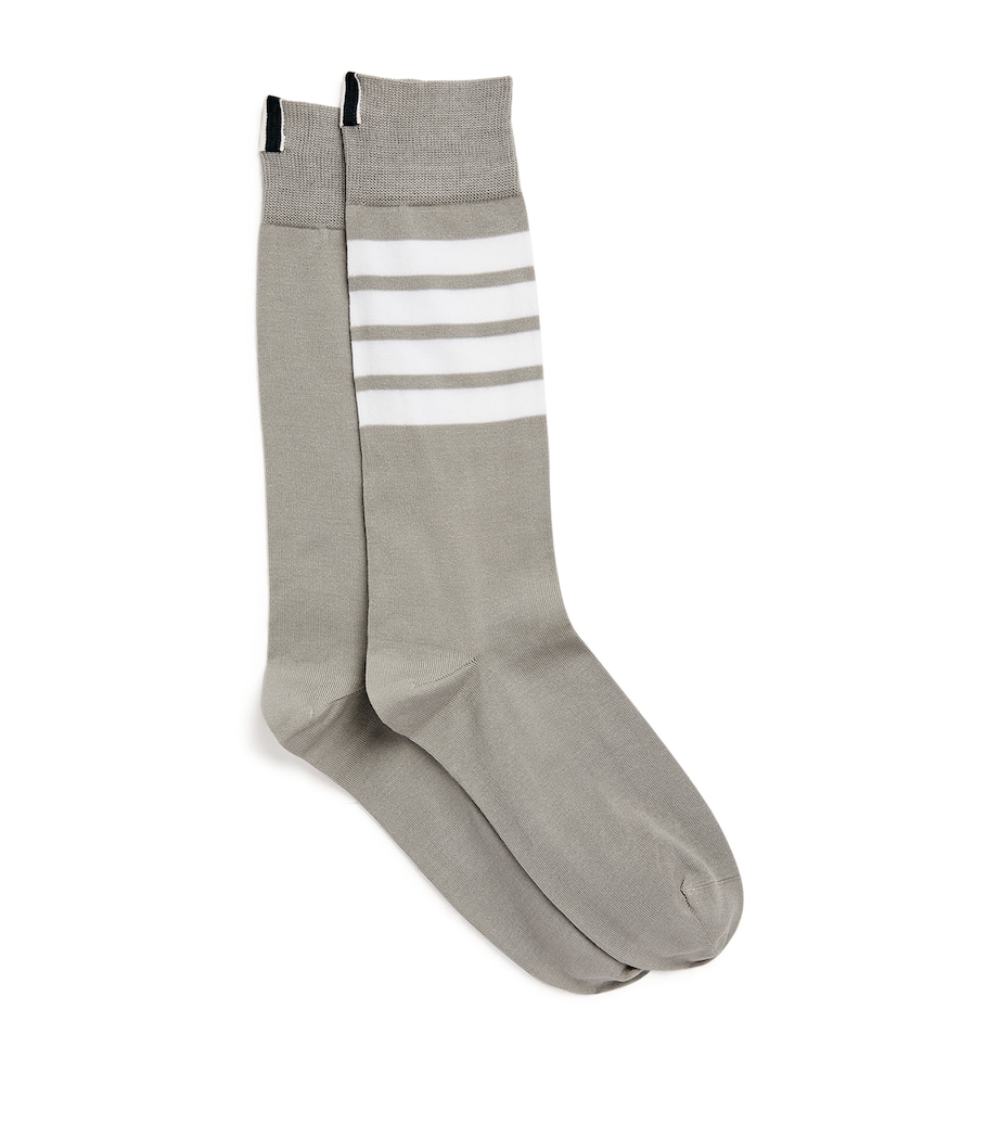 Cotton-Blend 4-Bar Mid-Calf Socks LT GREY Image 1