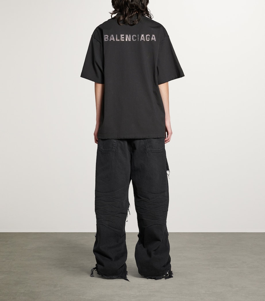 Distressed Rhinestone-Logo T-Shirt 1083 Image 3