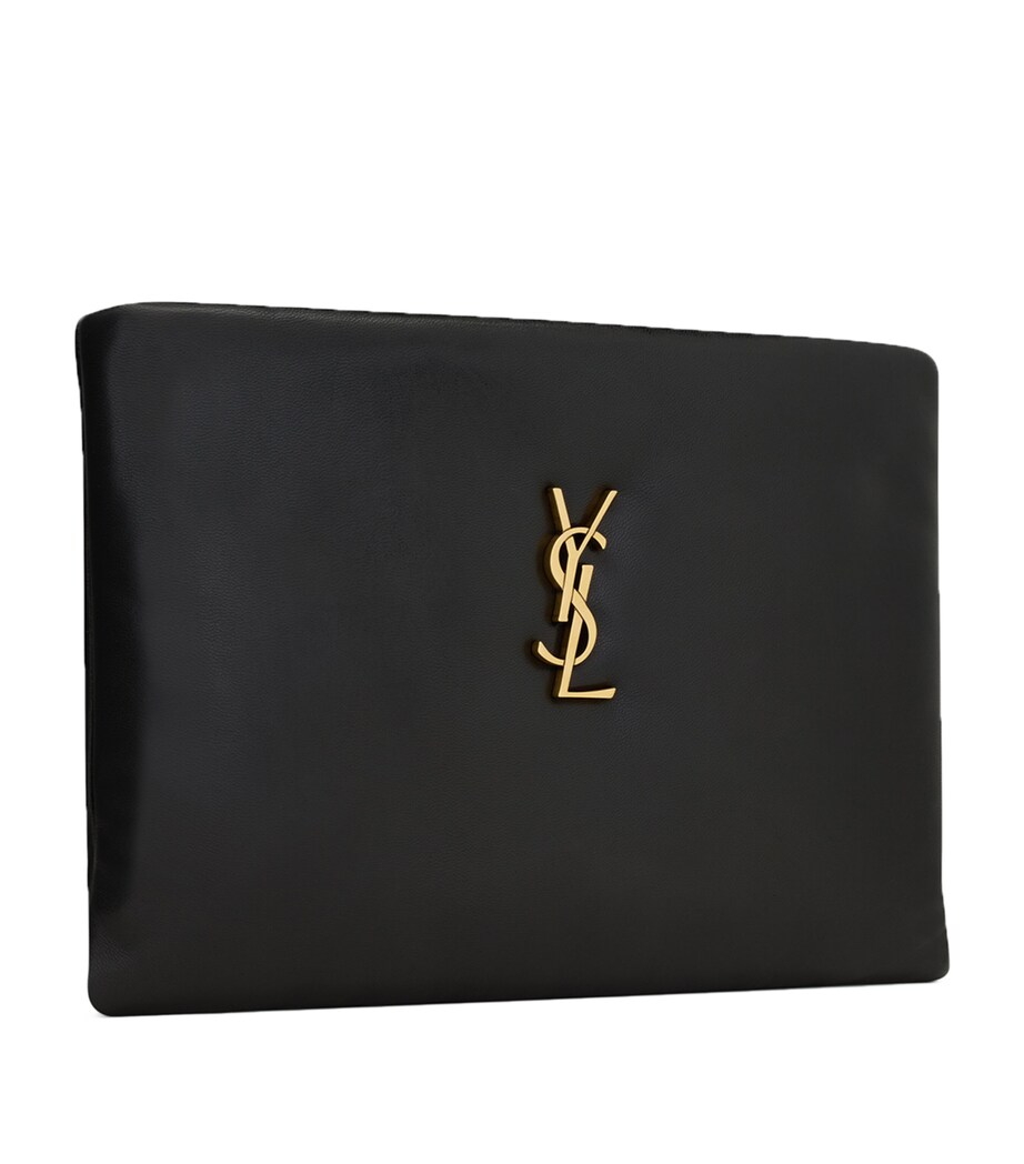 Saint Laurent Lambskin Logo-Embellished Pouch Image 3