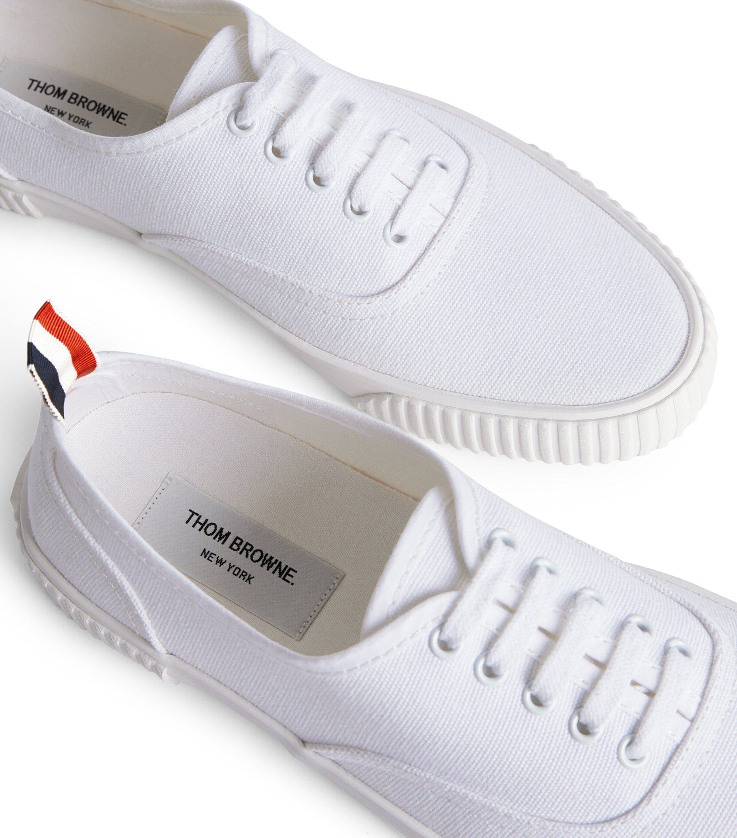 Thom Browne Canvas Vulcanized Heritage Sneakers | Harrods US