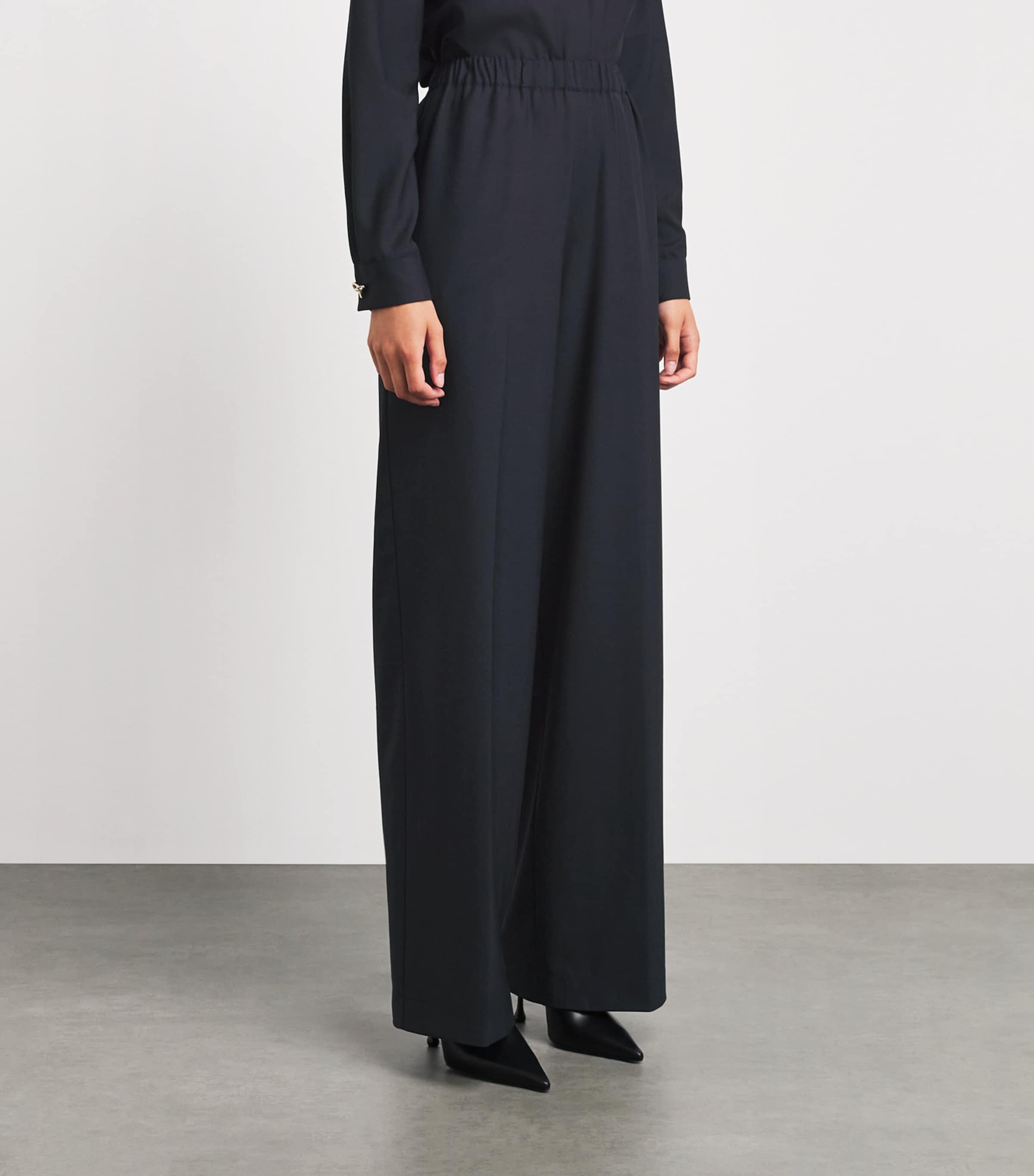 Fabiana Filippi Womens Merino-Blend Beaded Trousers Blu Notte Image 4