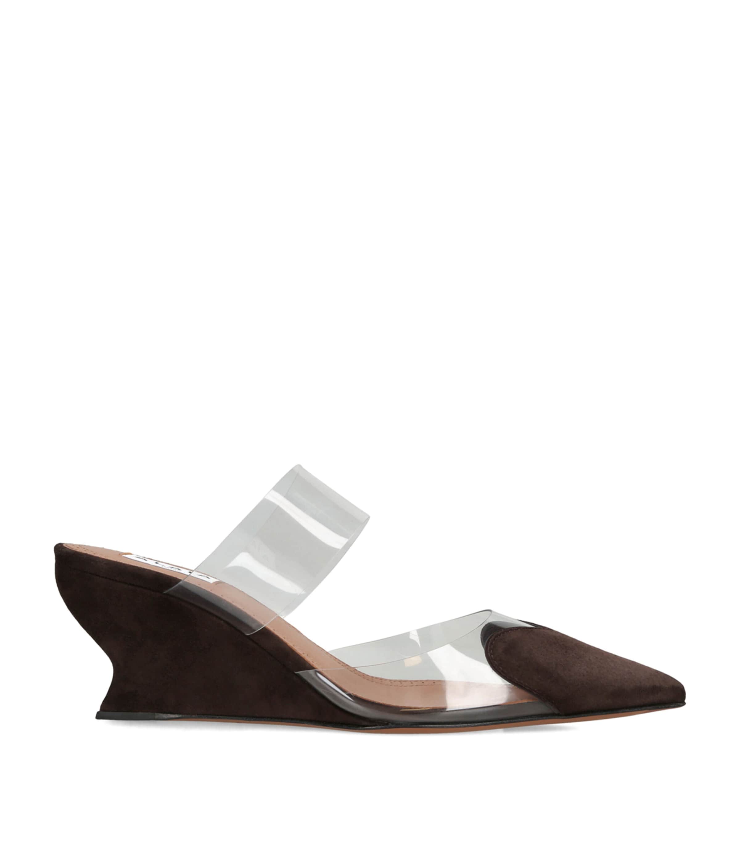 Alaïa Suede Le Coeur Wedge Mules 60 Dark Brown Image 1