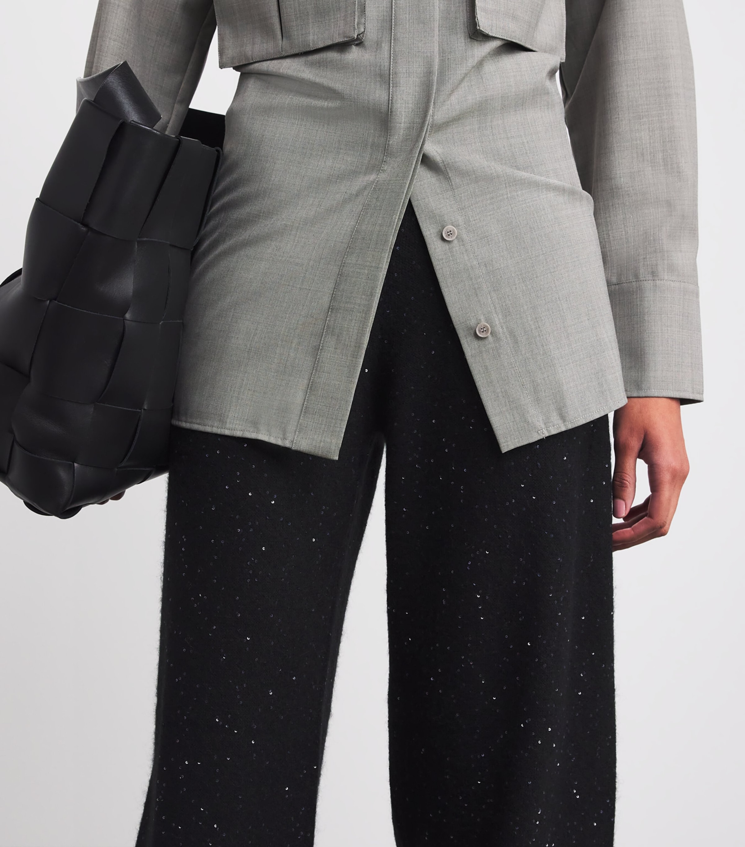 Wool-Silk-Blend Sequin Trousers 825 NERO Image 6