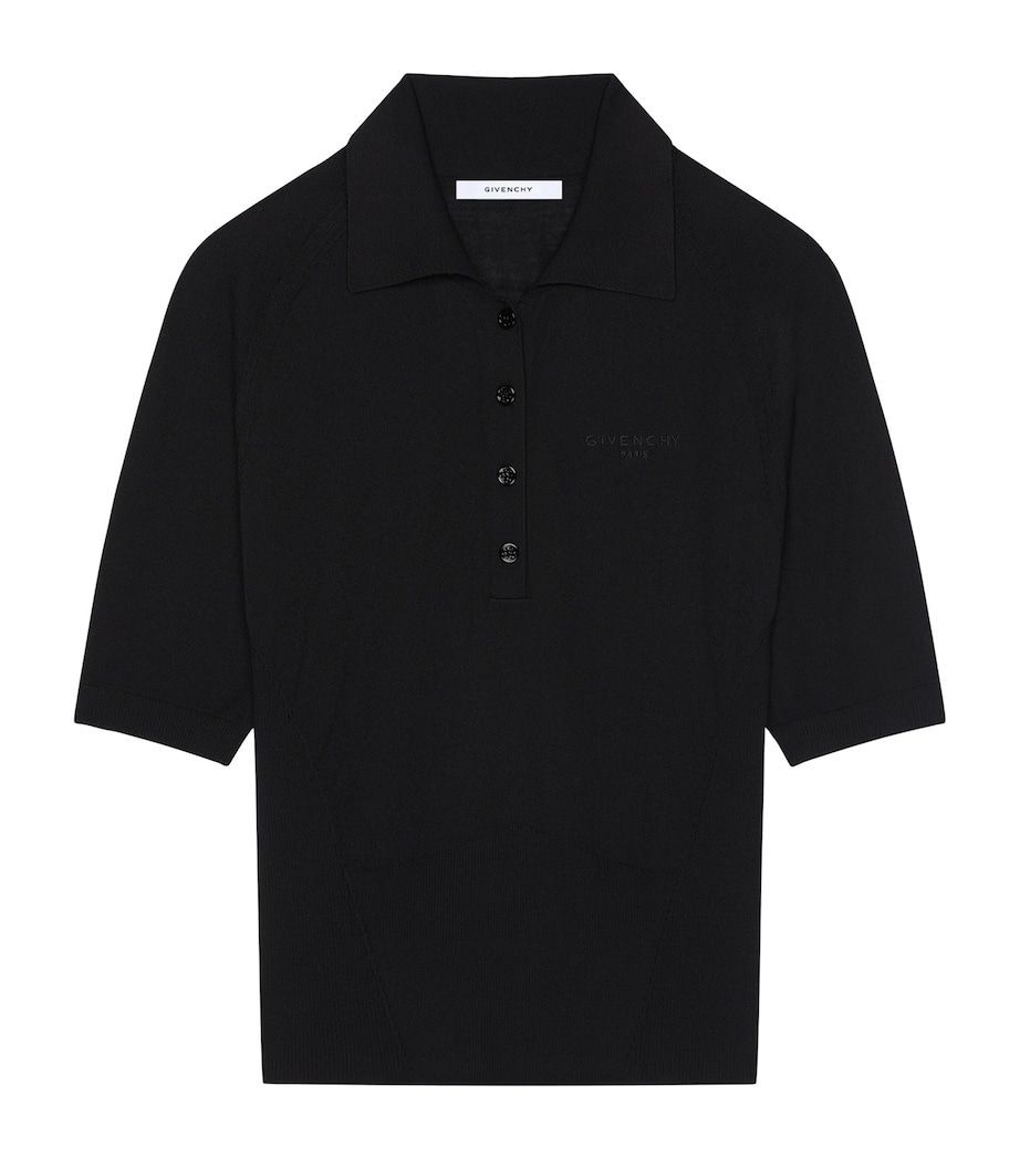Givenchy Womens Wool Logo Polo Shirt Black Image 1