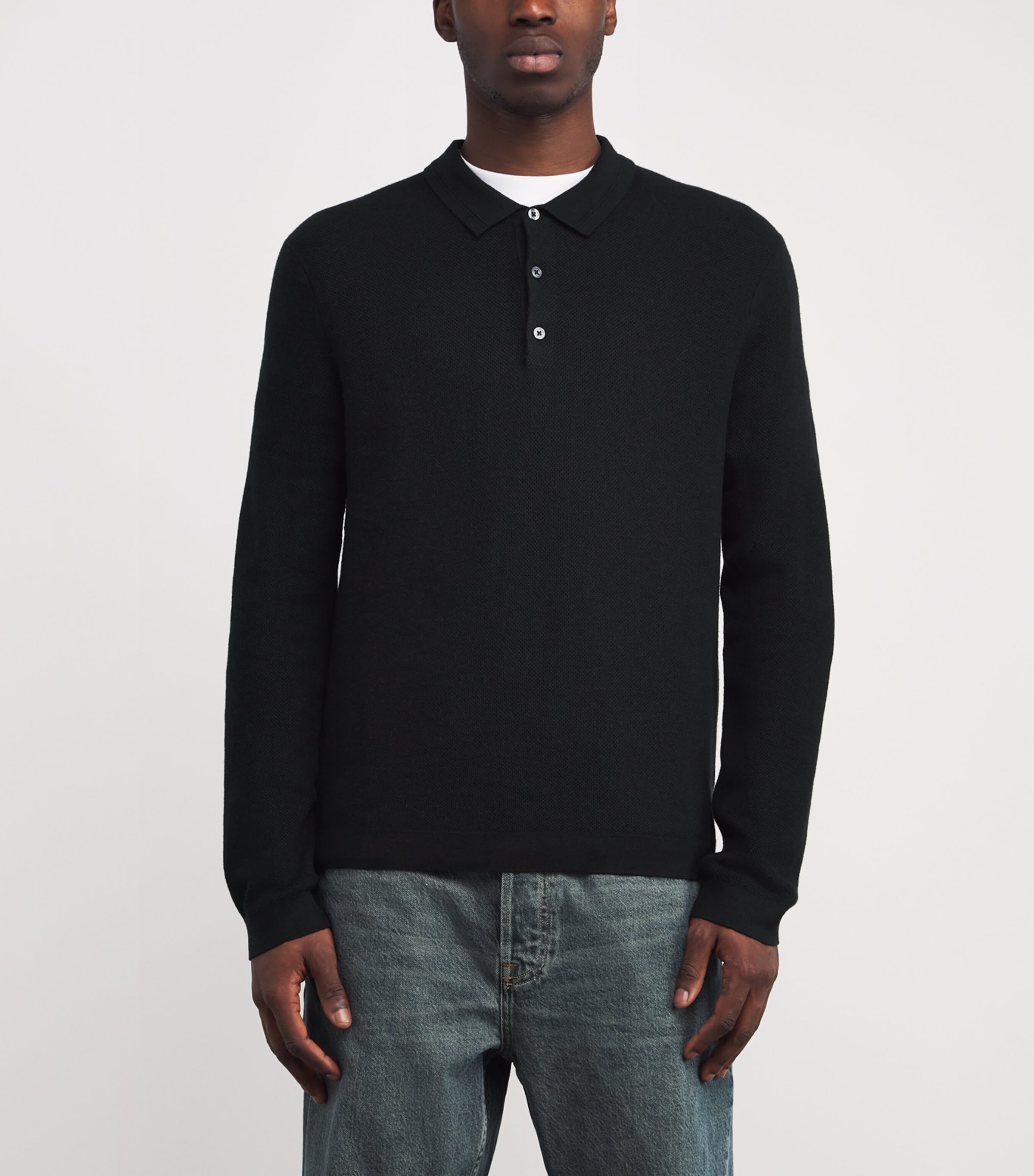 Cotton-Blend Elwynn Polo Shirt BLACK Image 3