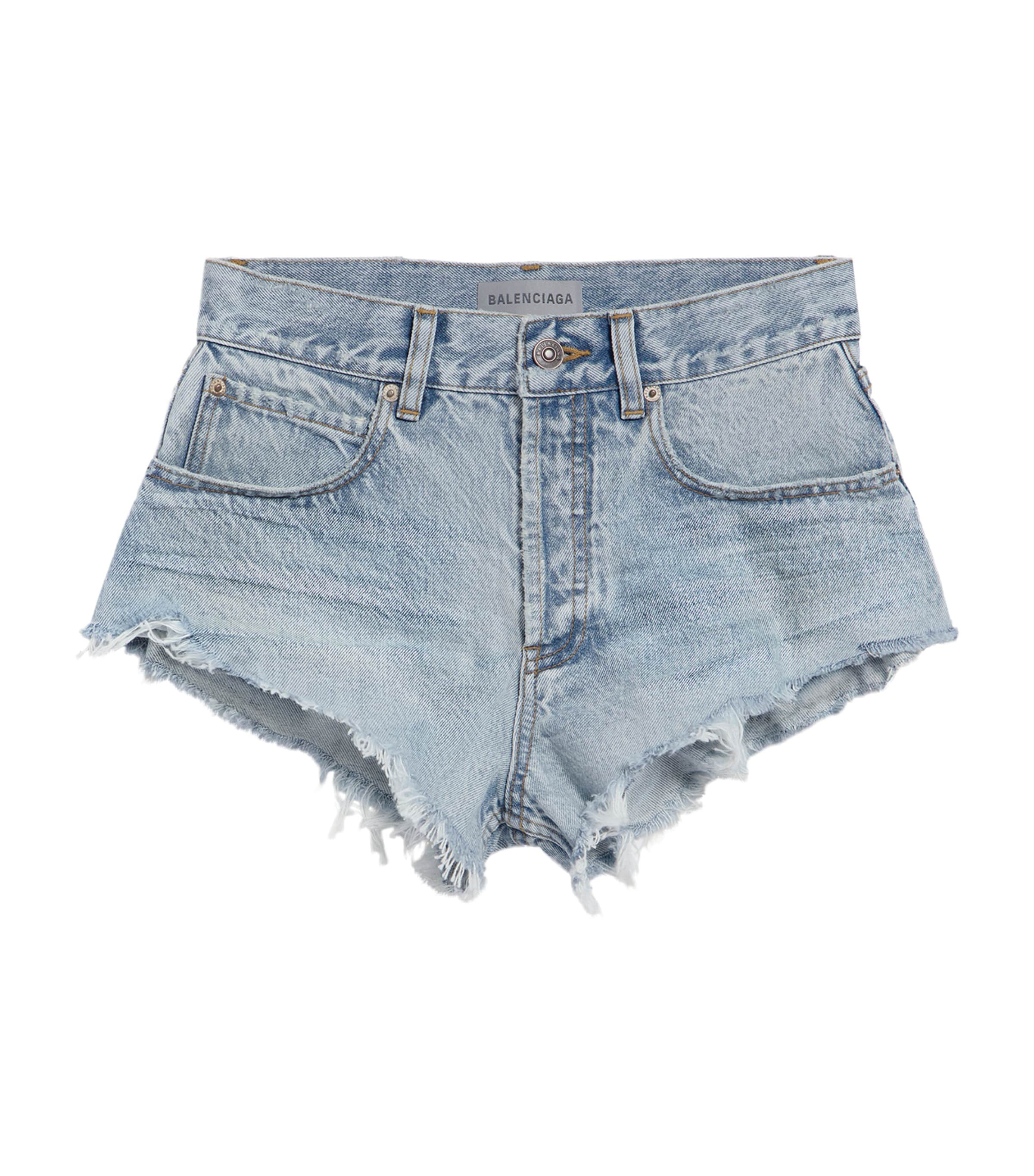 Balenciaga Womens Distressed Denim Shorts Image 1