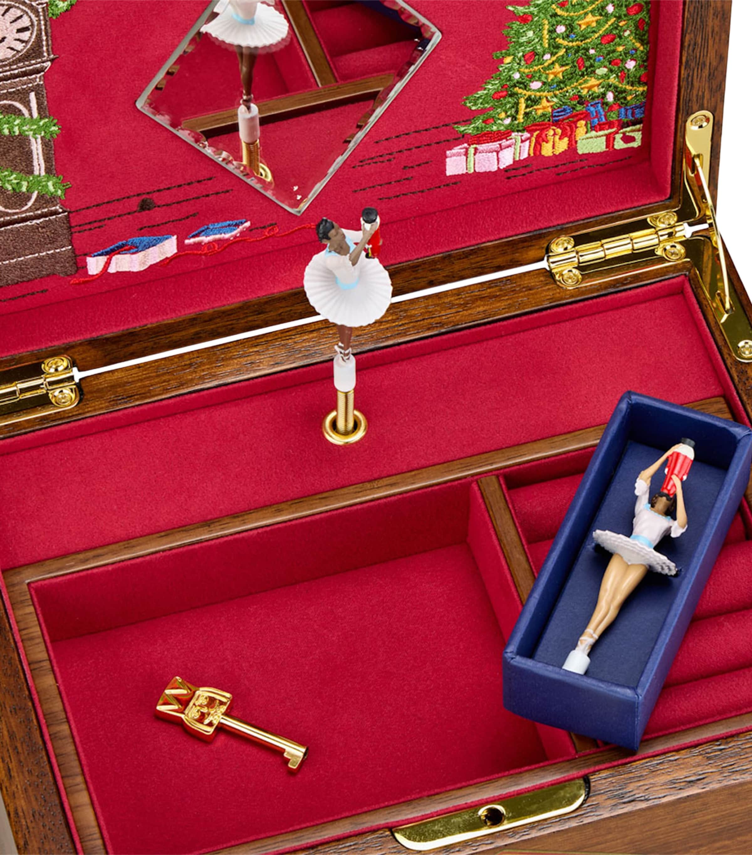 WOLF Nutcracker Musical Jewellery Box Walnut Wood Image 12