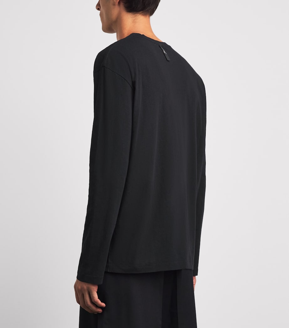Jacquemus Mens Cotton-Hemp Logo Long-Sleeve T-Shirt Black Image 5