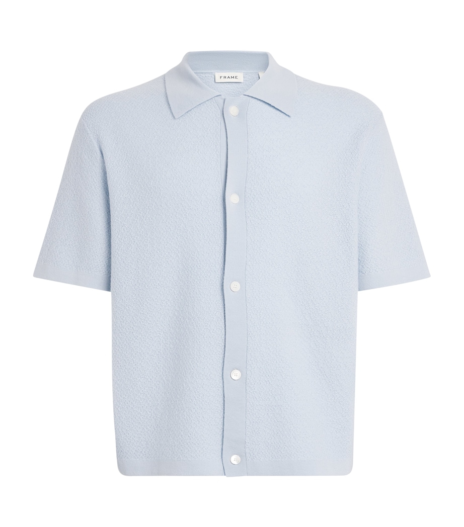 FRAME Mens Wool Short-Sleeve Cardigan Pale Blue Image 1