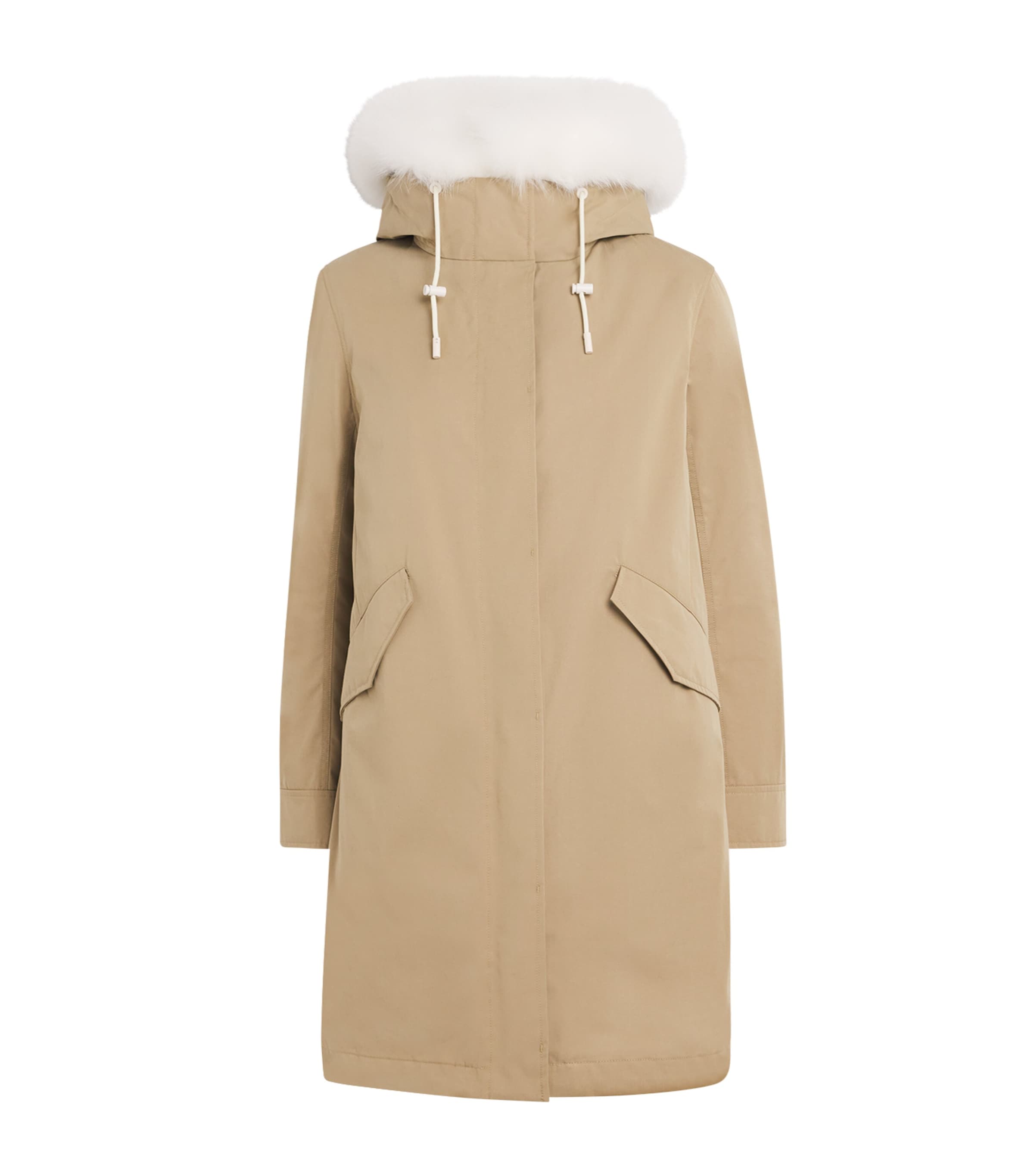 Yves Salomon Fox-rabbit Blended-cotton Parka In Brown