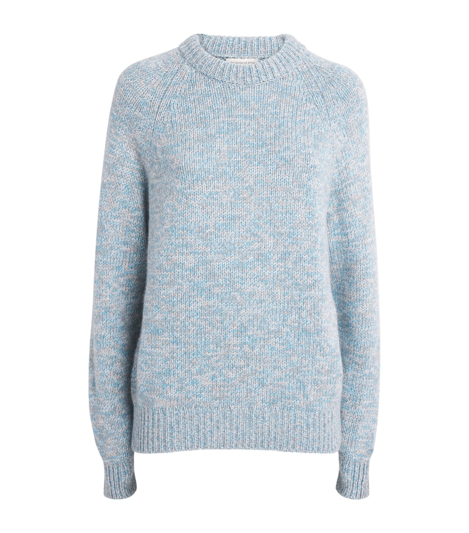 Johnstons Of Elgin Womens Cashmere Crew-Neck Fyfe Sweater Scapa Blu Mrl Image 1