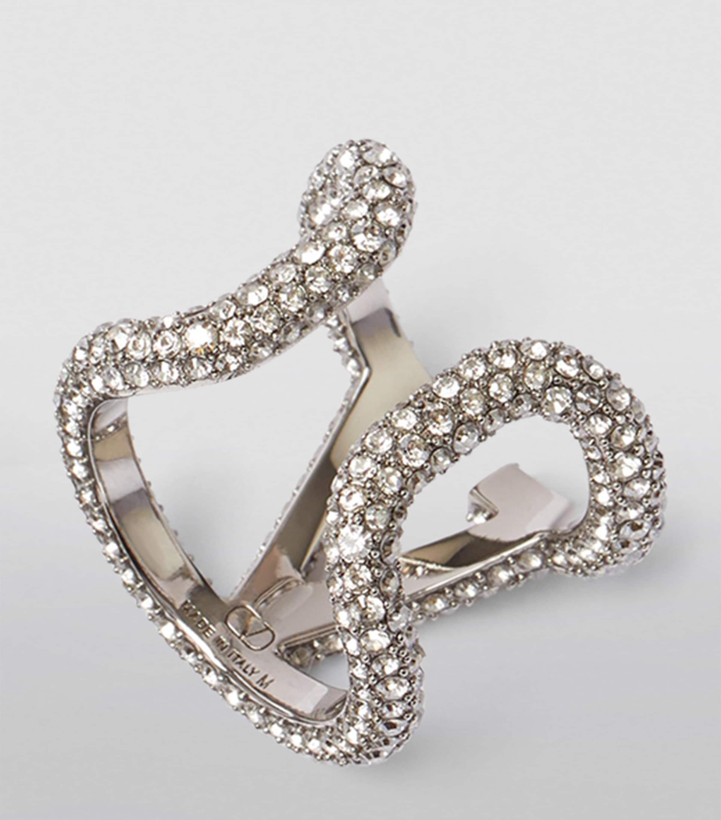 Valentino Garavani Crystal-Embellished VLogo Ring Image 3