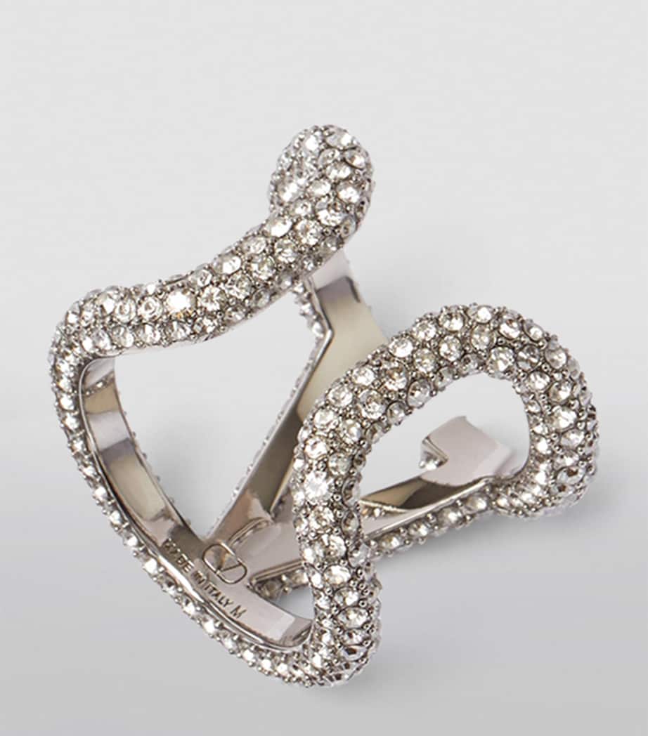 Crystal-Embellished VLogo Ring 68S Image 3