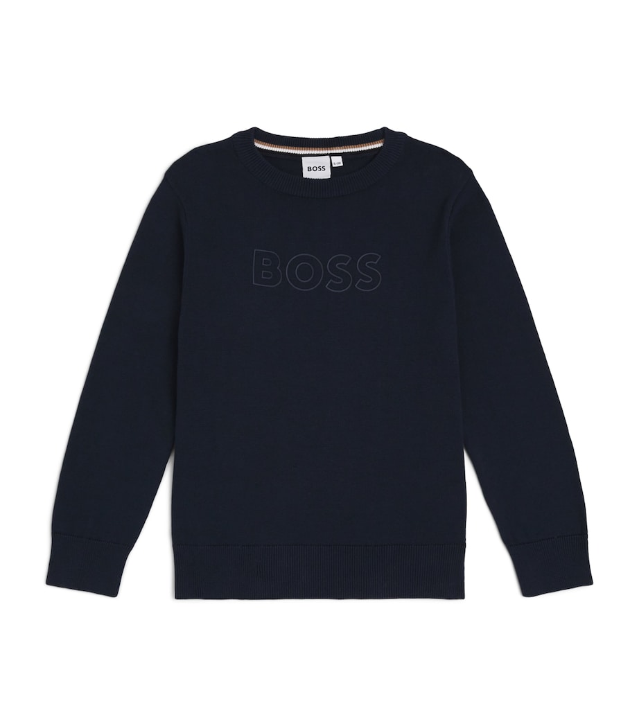 BOSS Kidswear Cotton Logo Sweater (4-16 Years) Navy Image 1