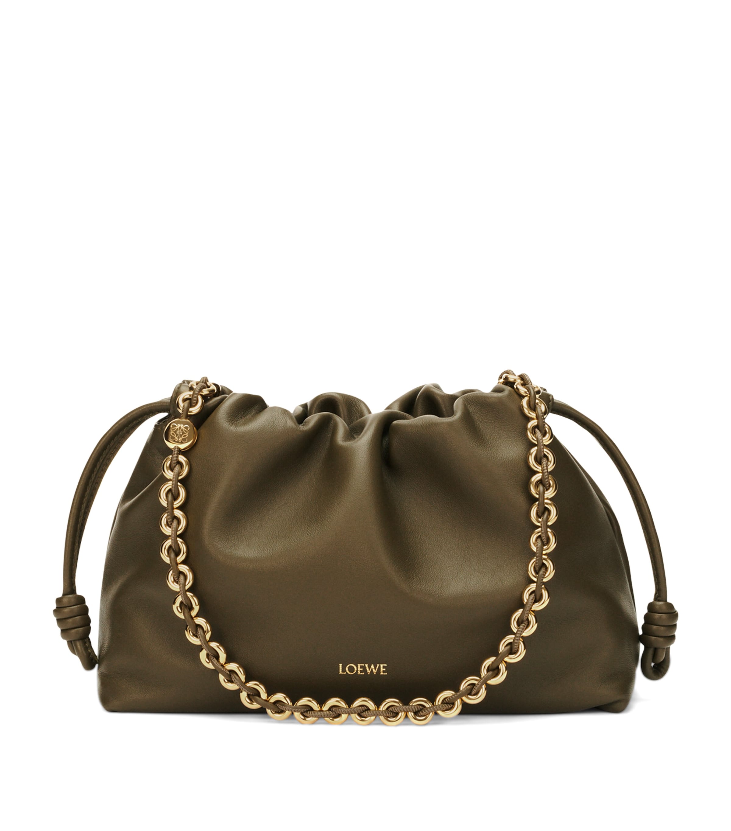 Shop Loewe Leather Flamenco Purse In Green