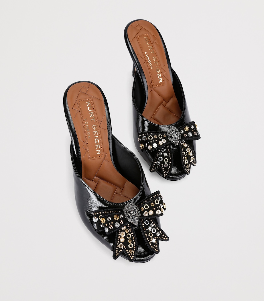 Leather Belgravia Stud Bow Heeled Mules BLACK/COMB Image 4