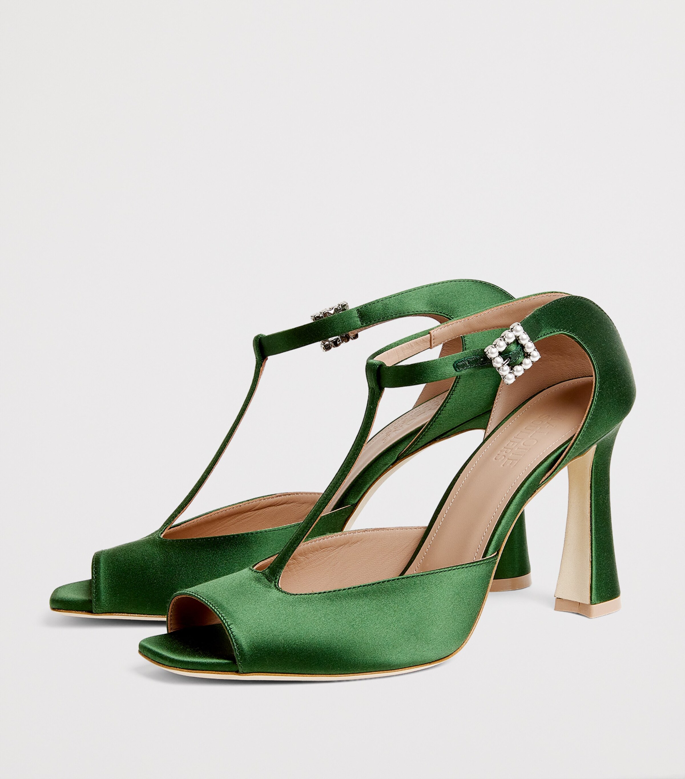 Satin Nomi Sandals 90 HARRODS GREEN Image 3