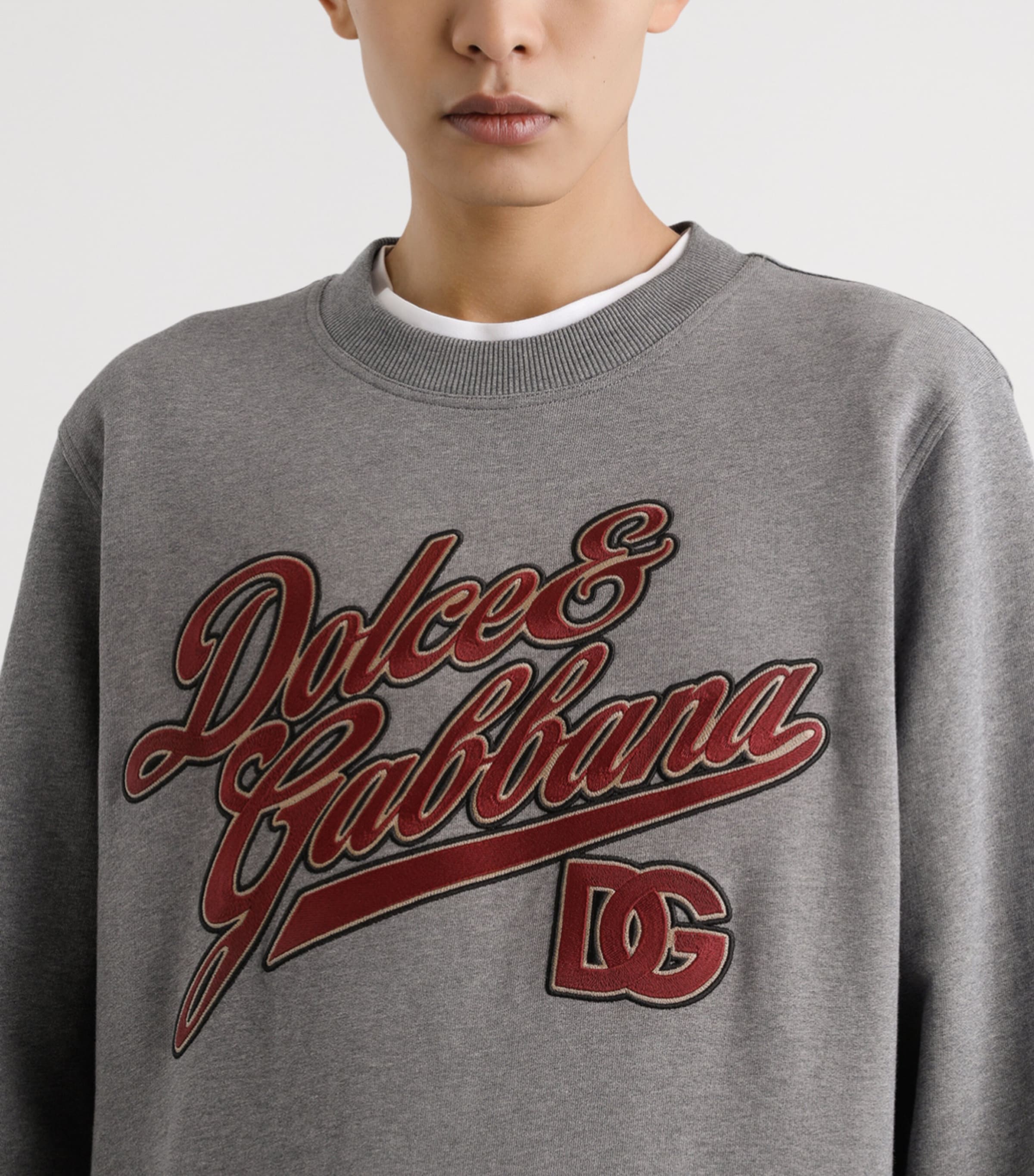 Dolce&Gabbana Mens Cotton Graphic Sweatshirt Melange Grey Image 3