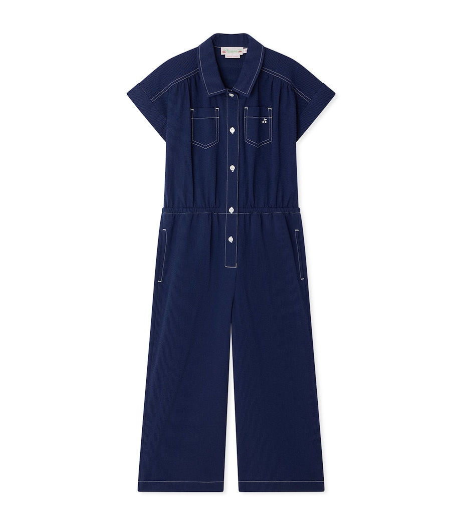 Bonpoint Cotton Seersucker Jumpsuit (10-14 Years) Ra Indigo Image 1