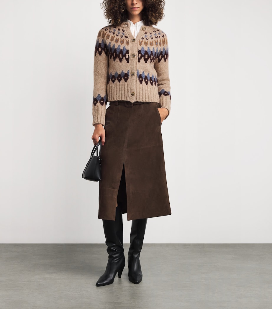 Alpaca Wool-Blend Fair Isle Christina Cardigan OATMEAL MELANGE MLTI Image 2