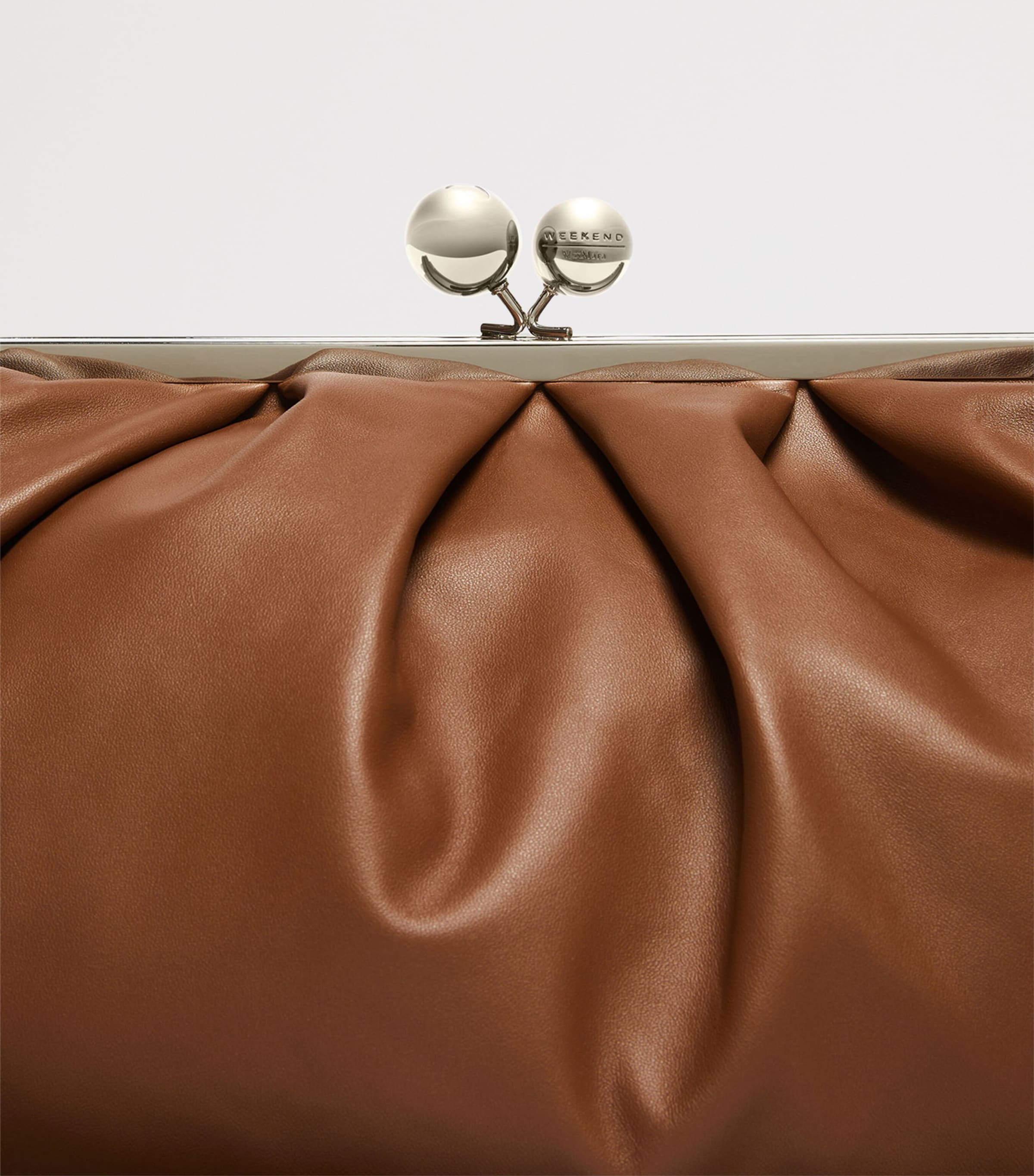 Weekend Max Mara Large Leather Pasticcino Clutch Bag Tobacco Image 5