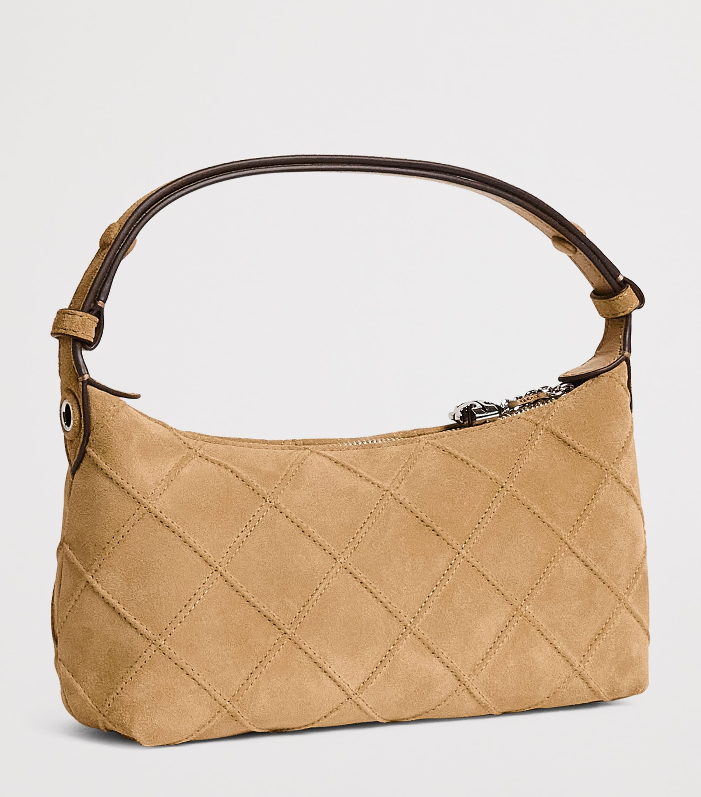 Tory Burch Mini Suede Fleming Top Handle Bag Stone Image 3