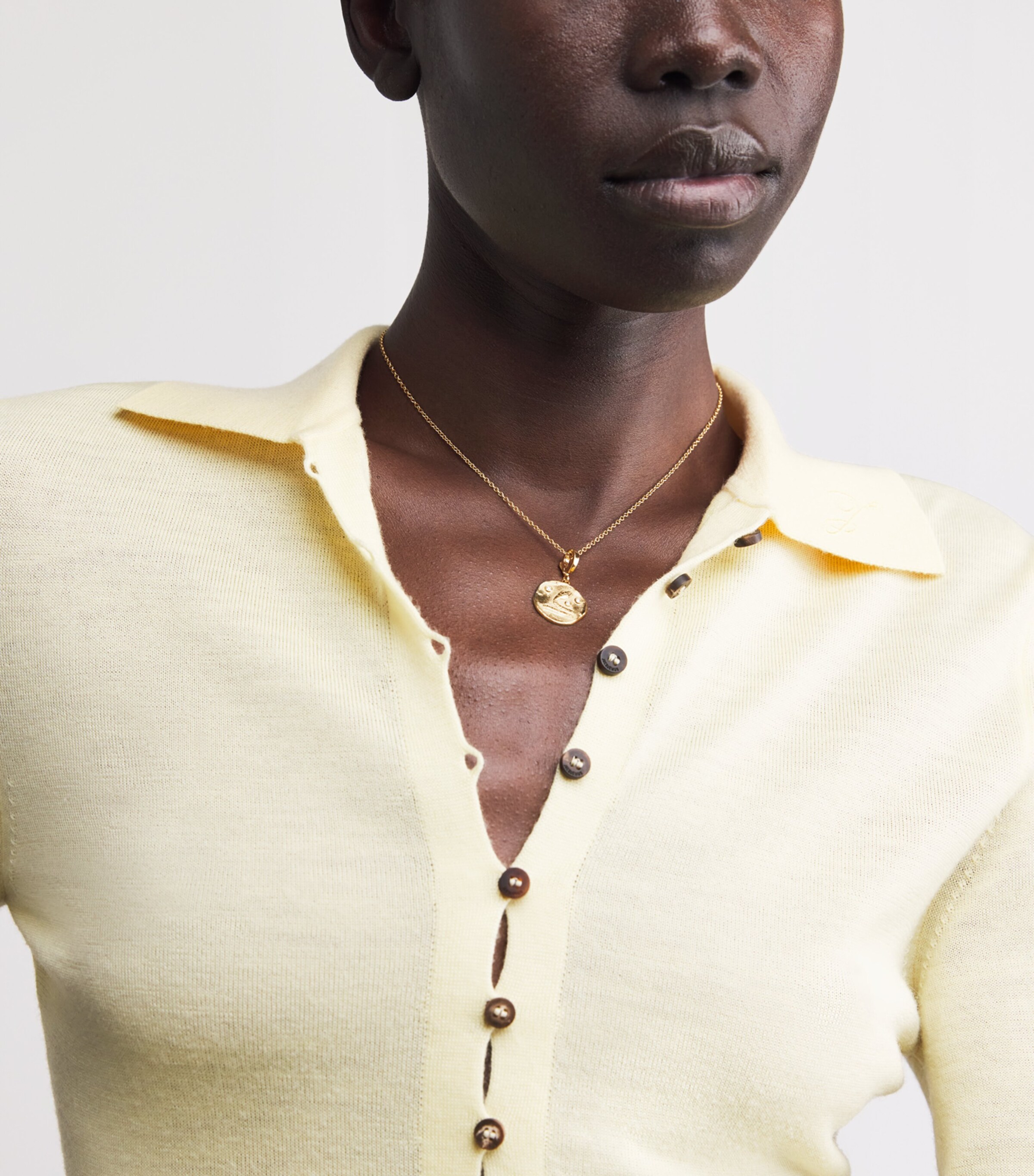 Small Yellow Gold and Diamond Snake Coin Charm YELLOW GOLD Image 2