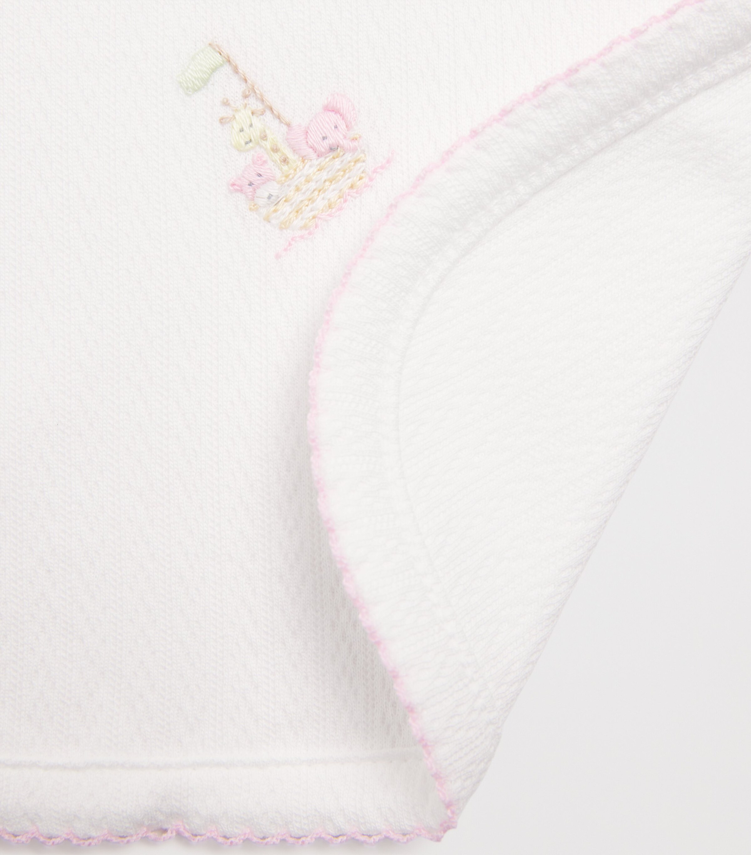 Pima Cotton Noah's Arc Blanket K192WHITE/PINK Image 3