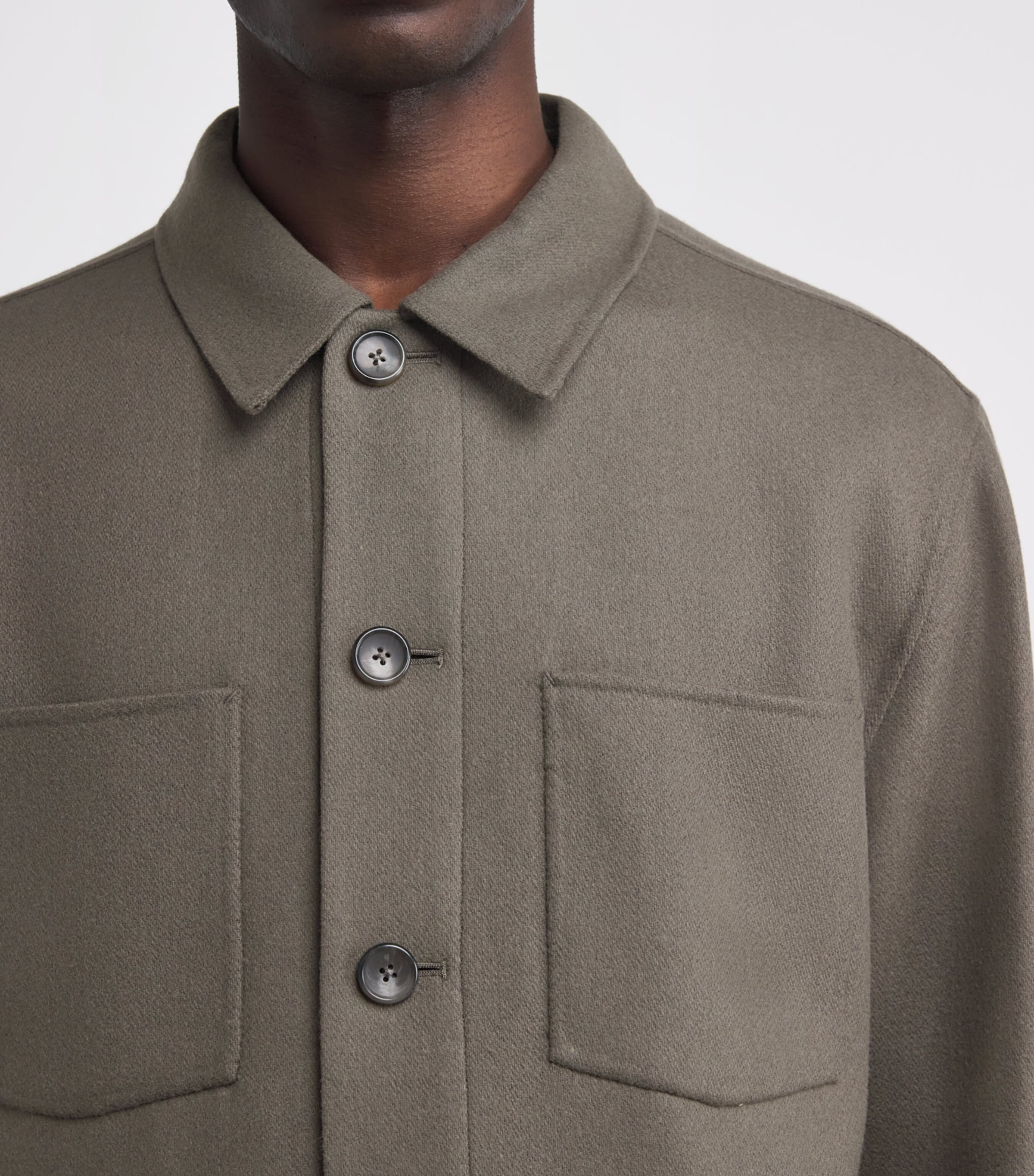 Wool-Blend Patch Pocket Overshirt SMOKE-070SMK Image 6