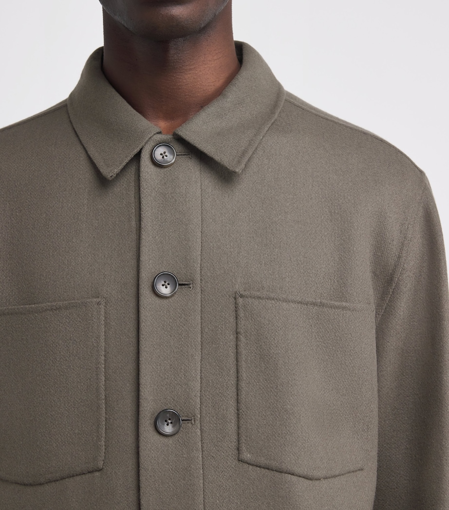 Wool-Blend Patch Pocket Overshirt SMOKE-070SMK Image 6