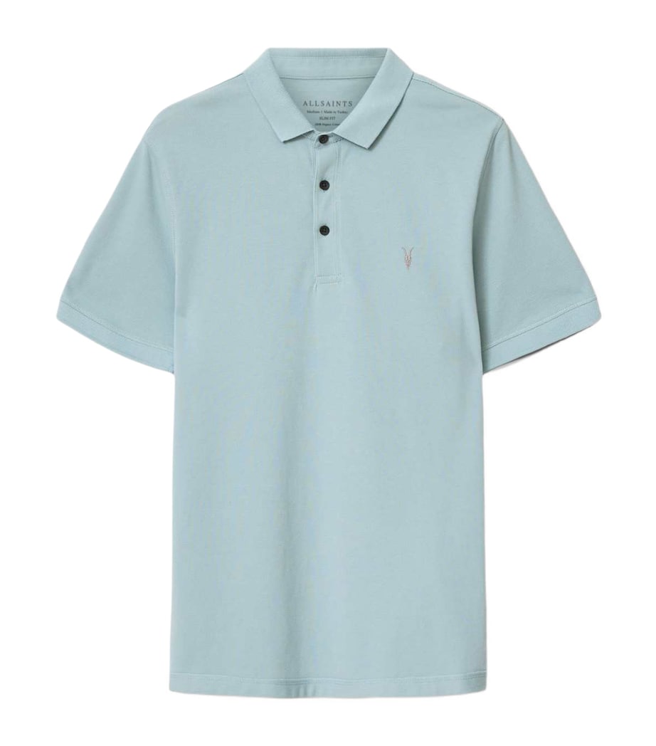 AllSaints Mens Organic Cotton Reform Polo Shirt Salton Blue Image 1