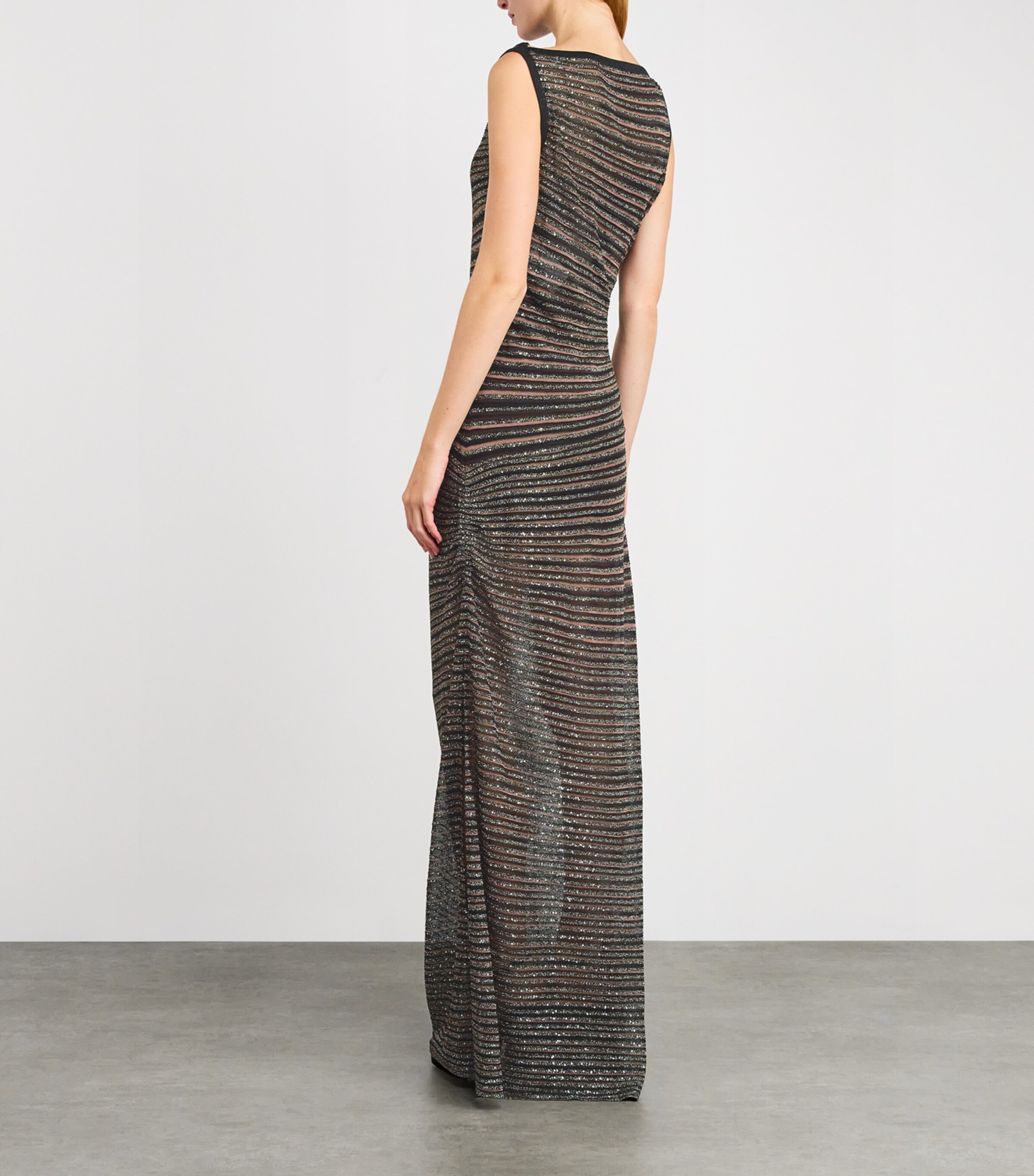 Missoni Womens Knit Stripe Maxi Dress Black+brown Image 3
