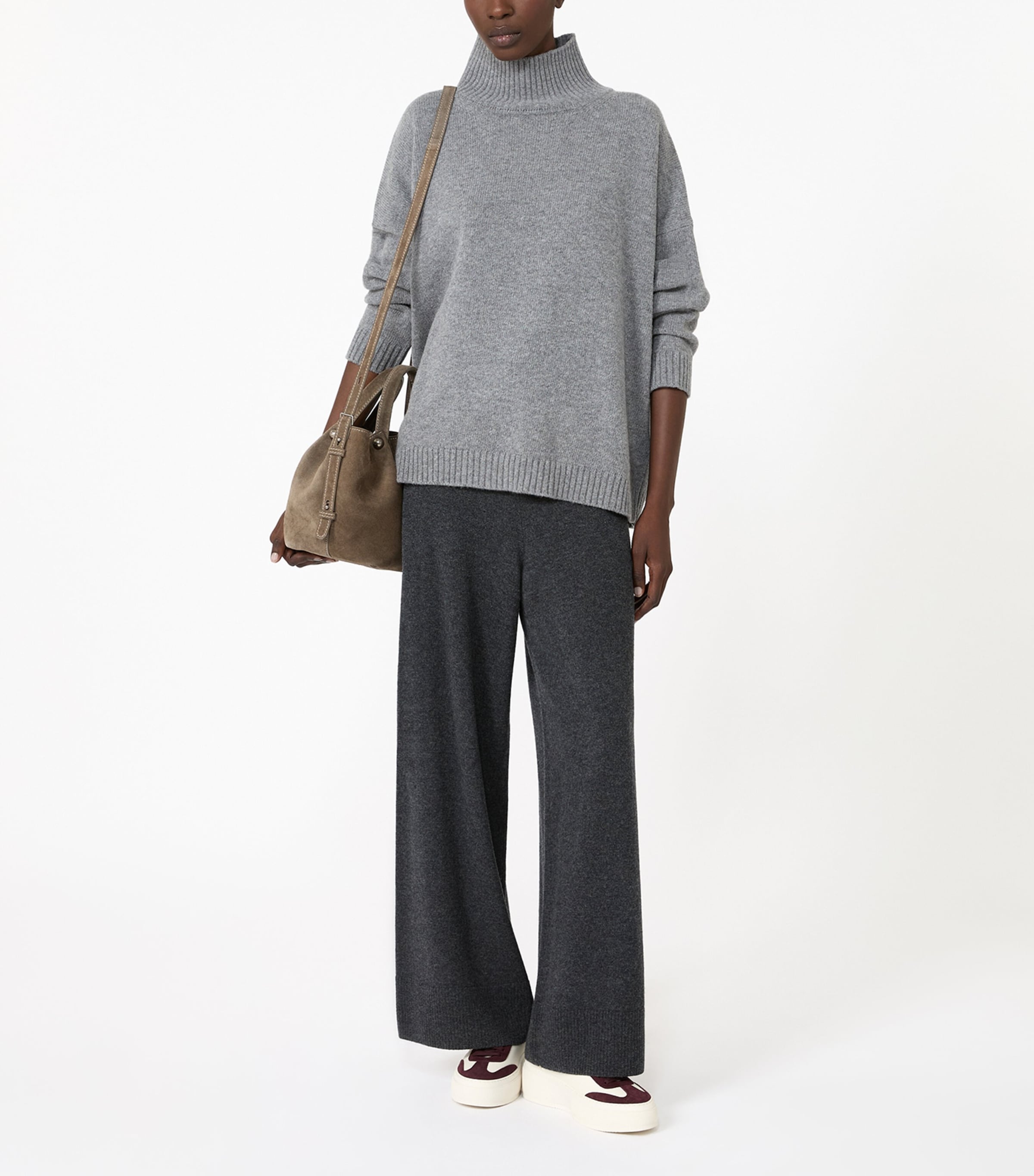 Weekend Max Mara Womens Wool-Cashmere Drawstring Trousers Dark Grey Image 2