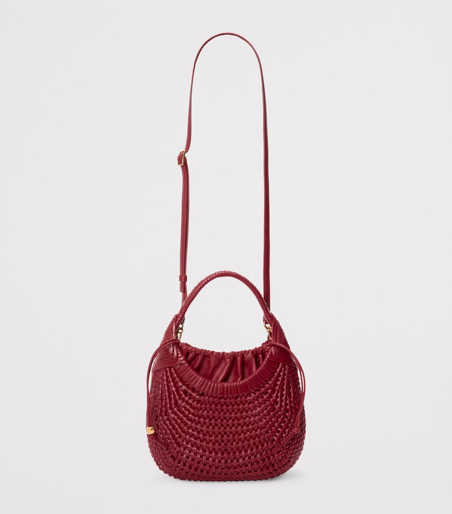 Leather Diamond Top-Handle Bag CHERRY Image 5
