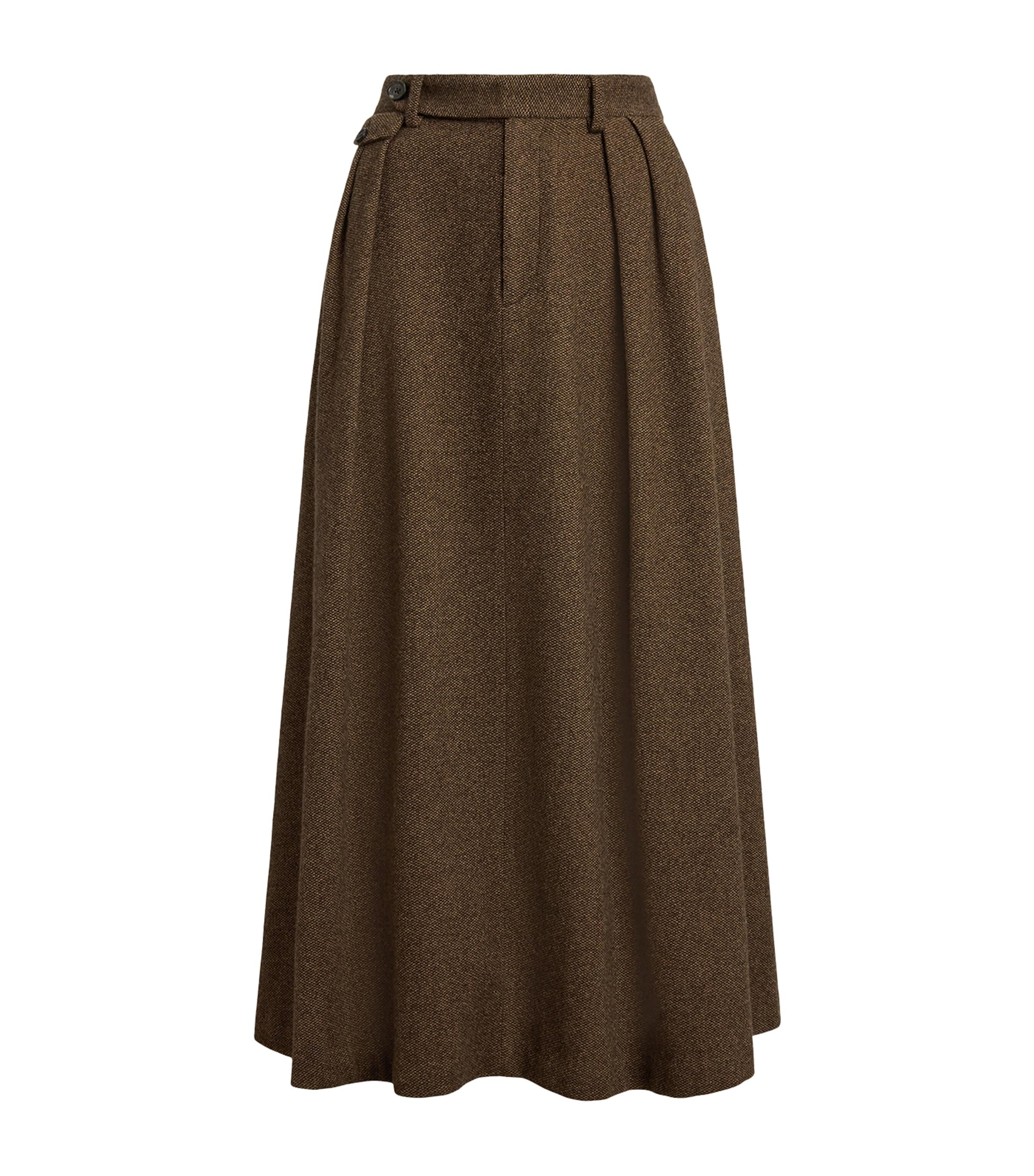 Ralph Lauren Birdseye Tweed Evilyn Maxi Skirt In Brown