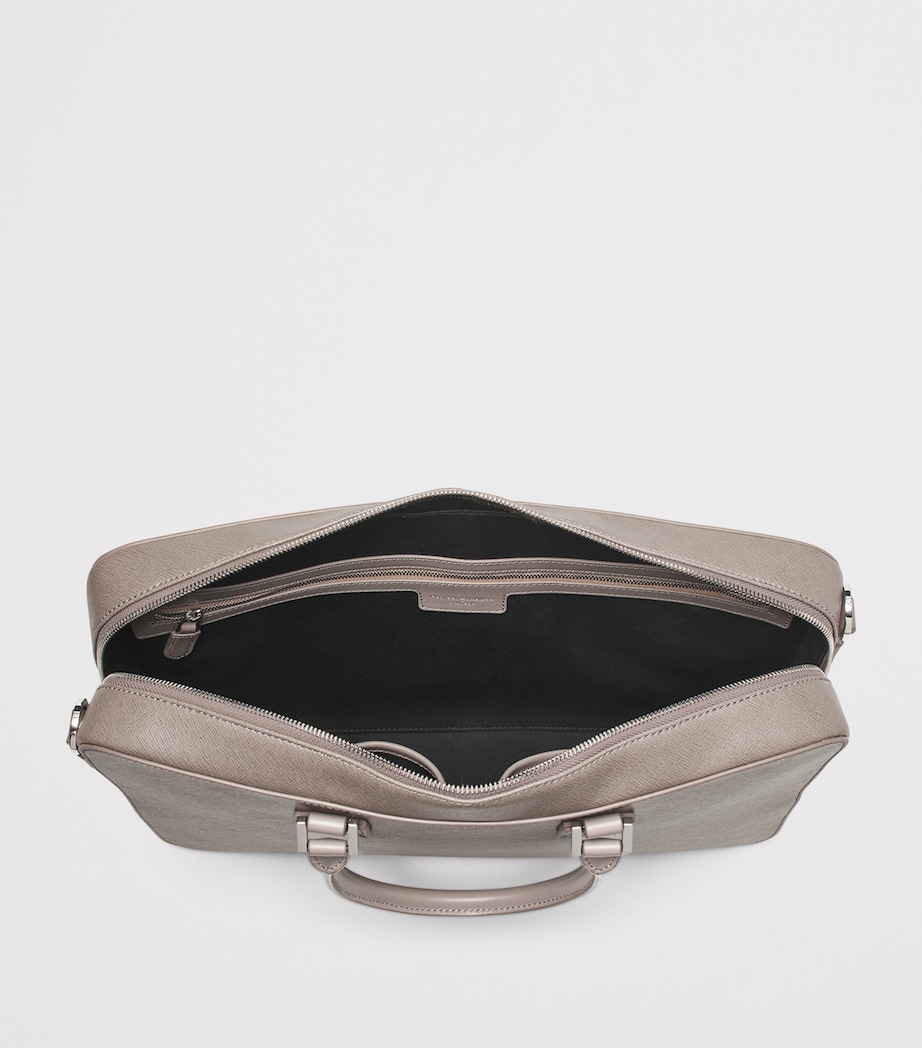 Leather Mount Street Laptop Briefcase Bag WARM GREY Image 5