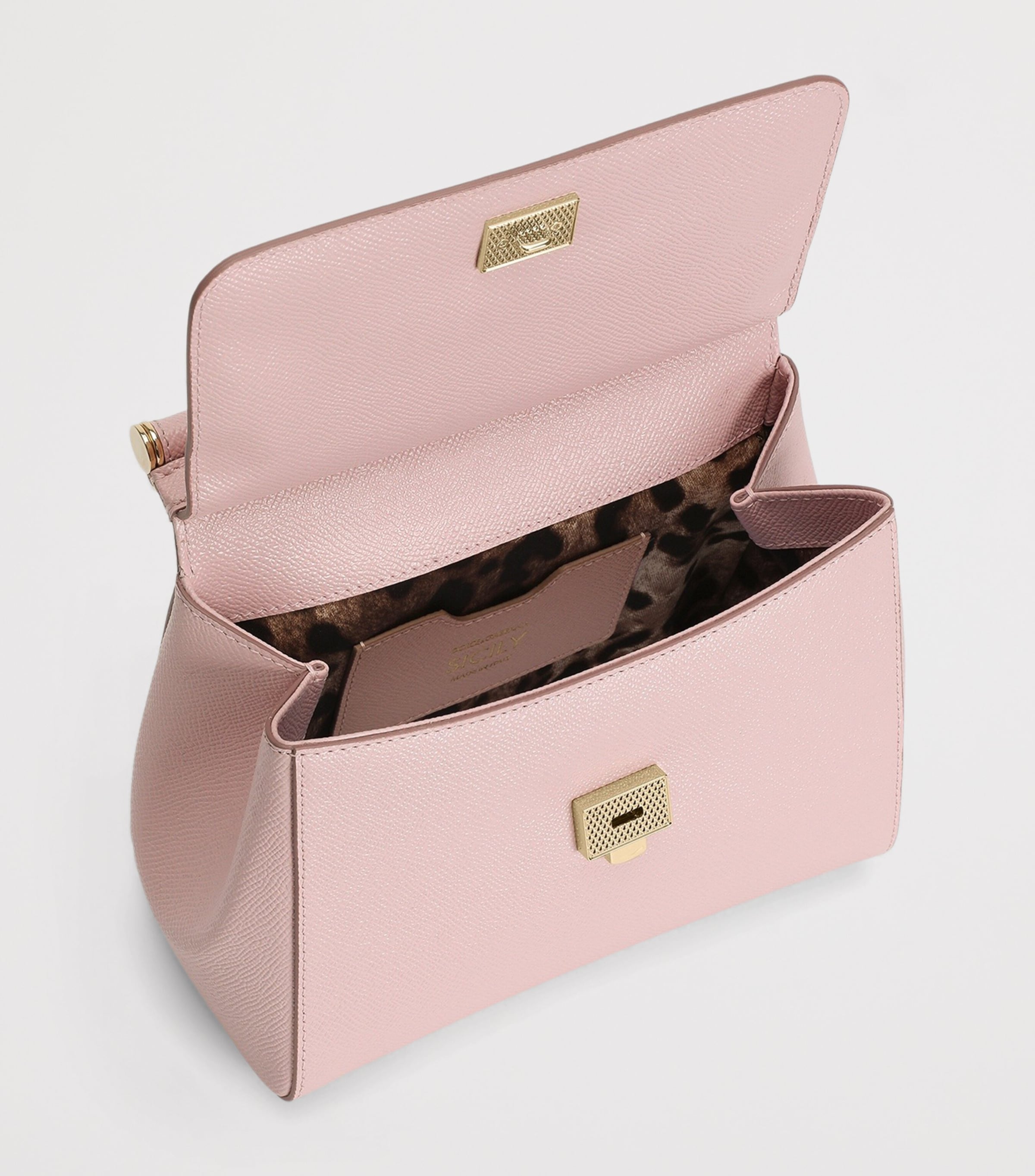 Dolce&Gabbana Small Leather Sicily Top-Handle Bag Flesh Pin Image 6