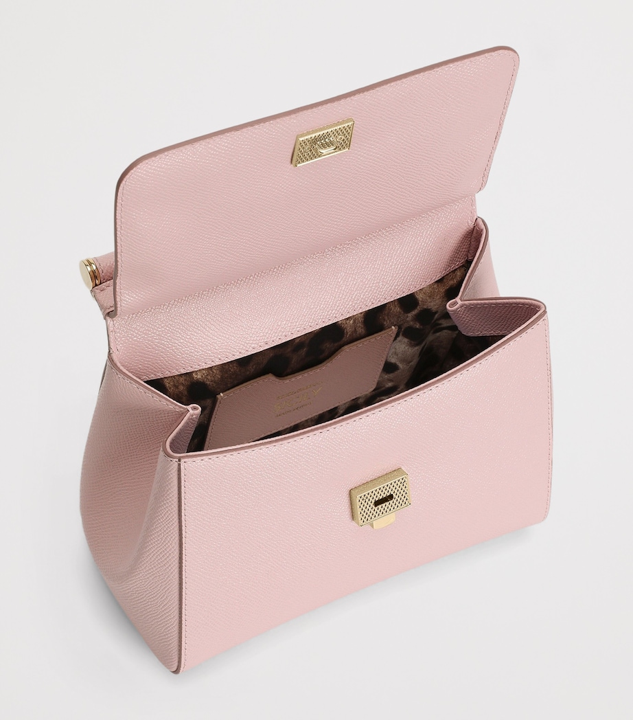 Dolce&Gabbana Small Leather Sicily Top-Handle Bag Flesh Pin Image 6
