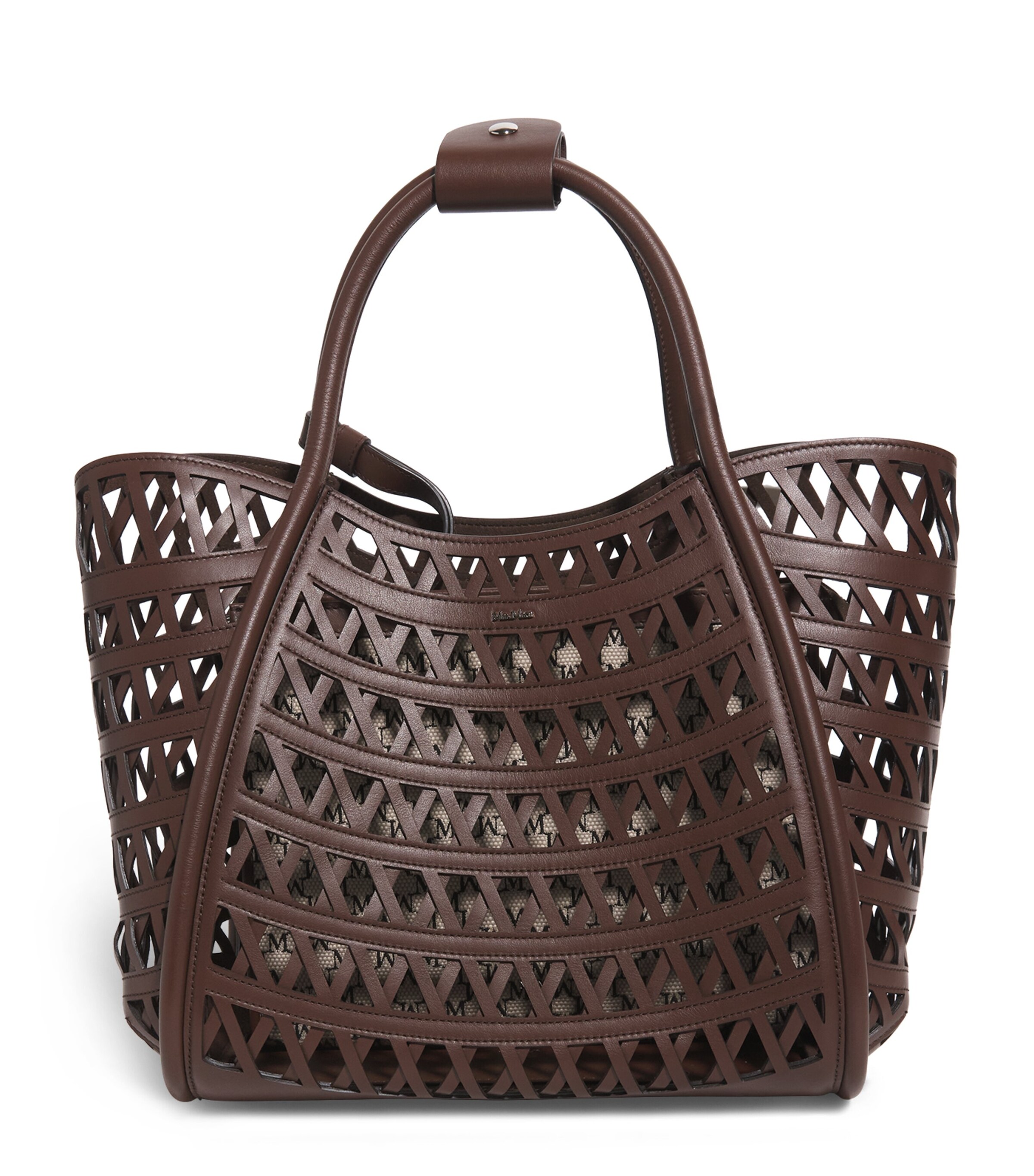 Max Mara Small Leather Marine Top-Handle Bag | Harrods US
